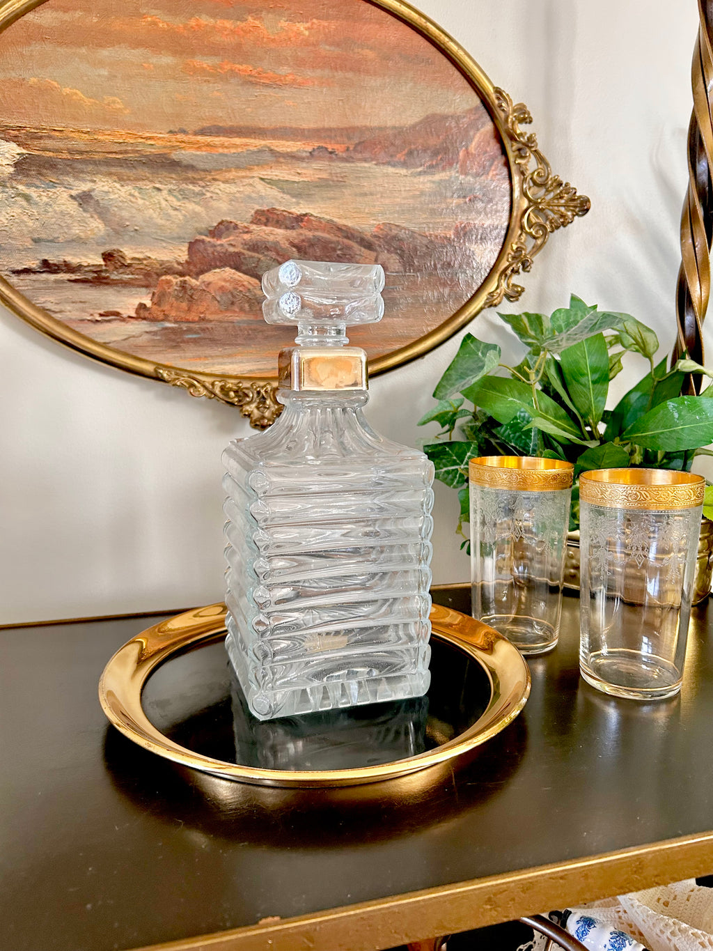 Vintage Italian Square Cut Liquor Bottle