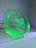 Vintage Uranium Green Glass Divided Plate: Federal Madrid Pattern