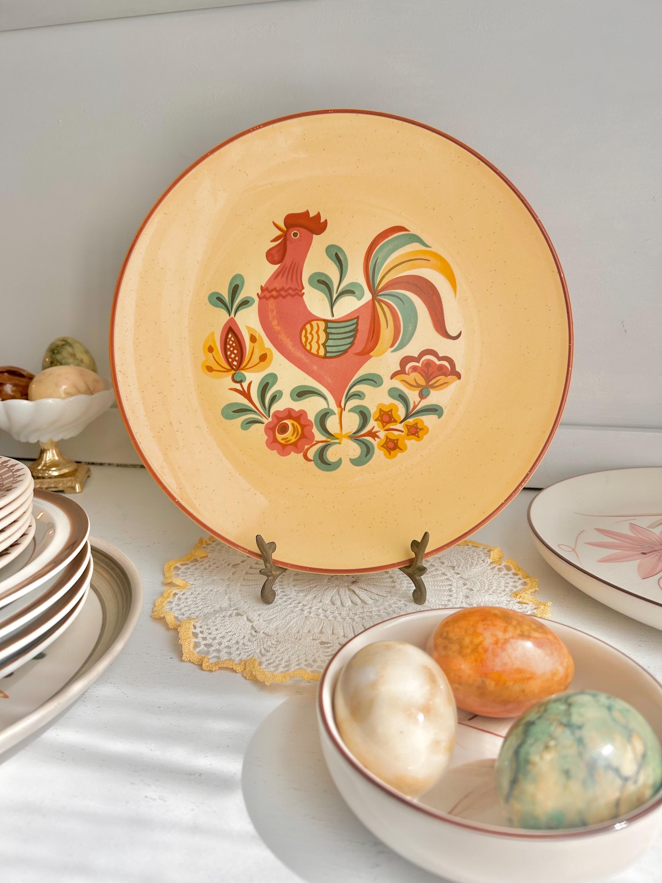 Vintage Taylor Smith & Taylor Rooster Plate: Cottage Farm Reveille Earthenware