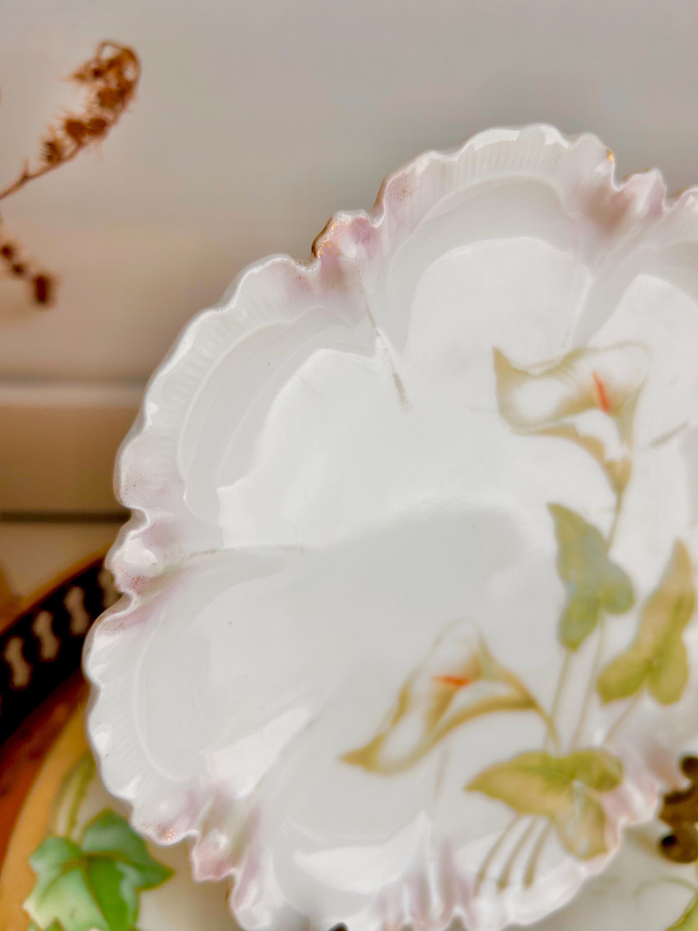 Vintage Reinhold Schlegelmilch Porcelain Bread Plate: Calla Lily Pattern, Germany