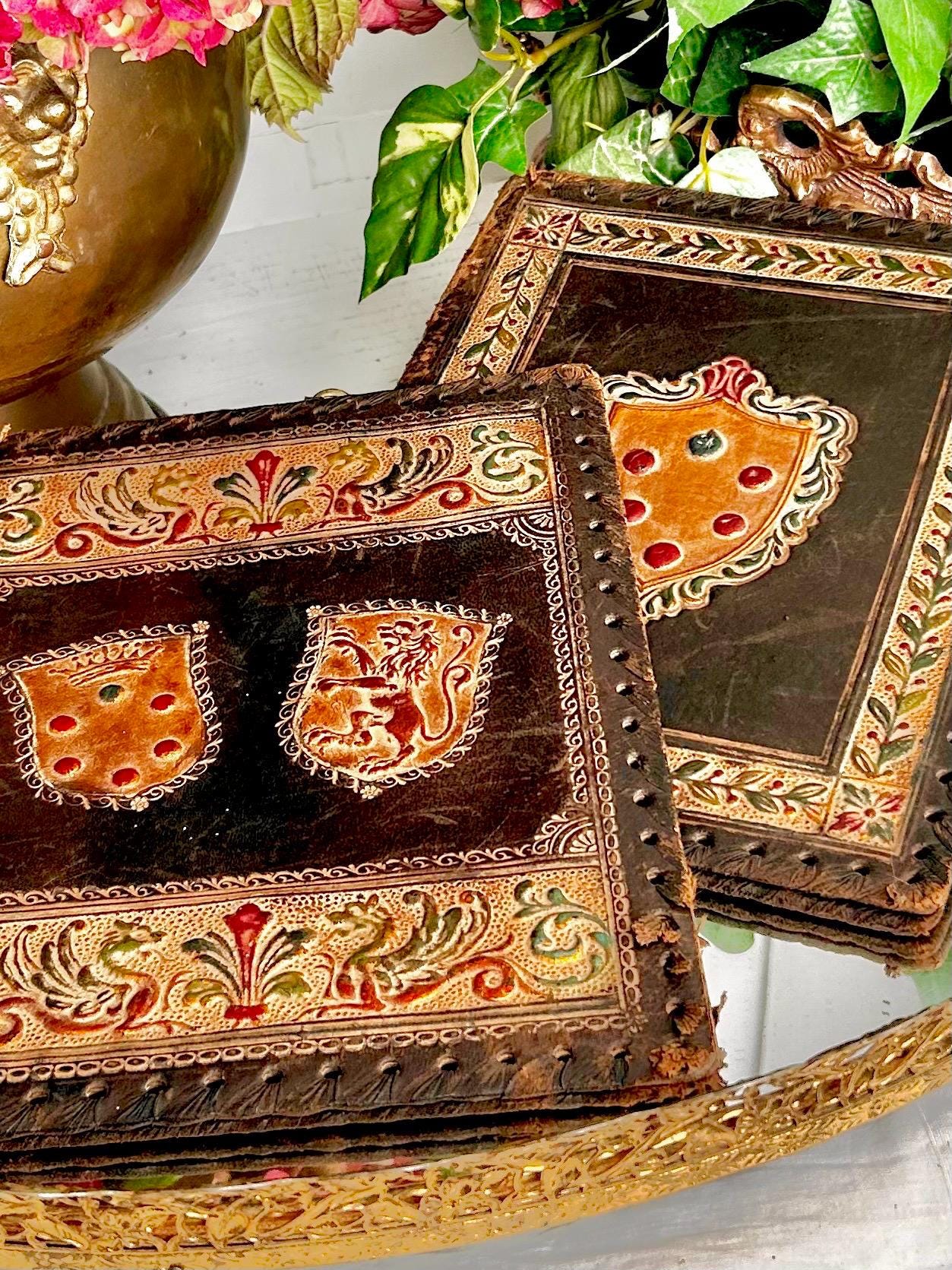 Vintage Italian Leather Old World Picture Display Folder