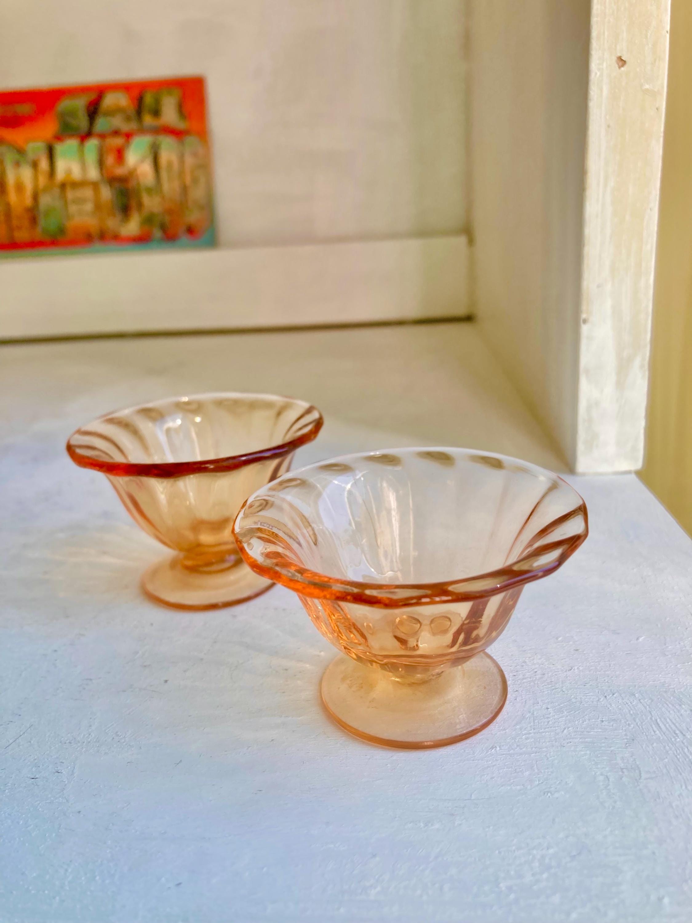 Vintage Fostoria Amber Glass Nut Cups - Swirl Pattern, Set of 2