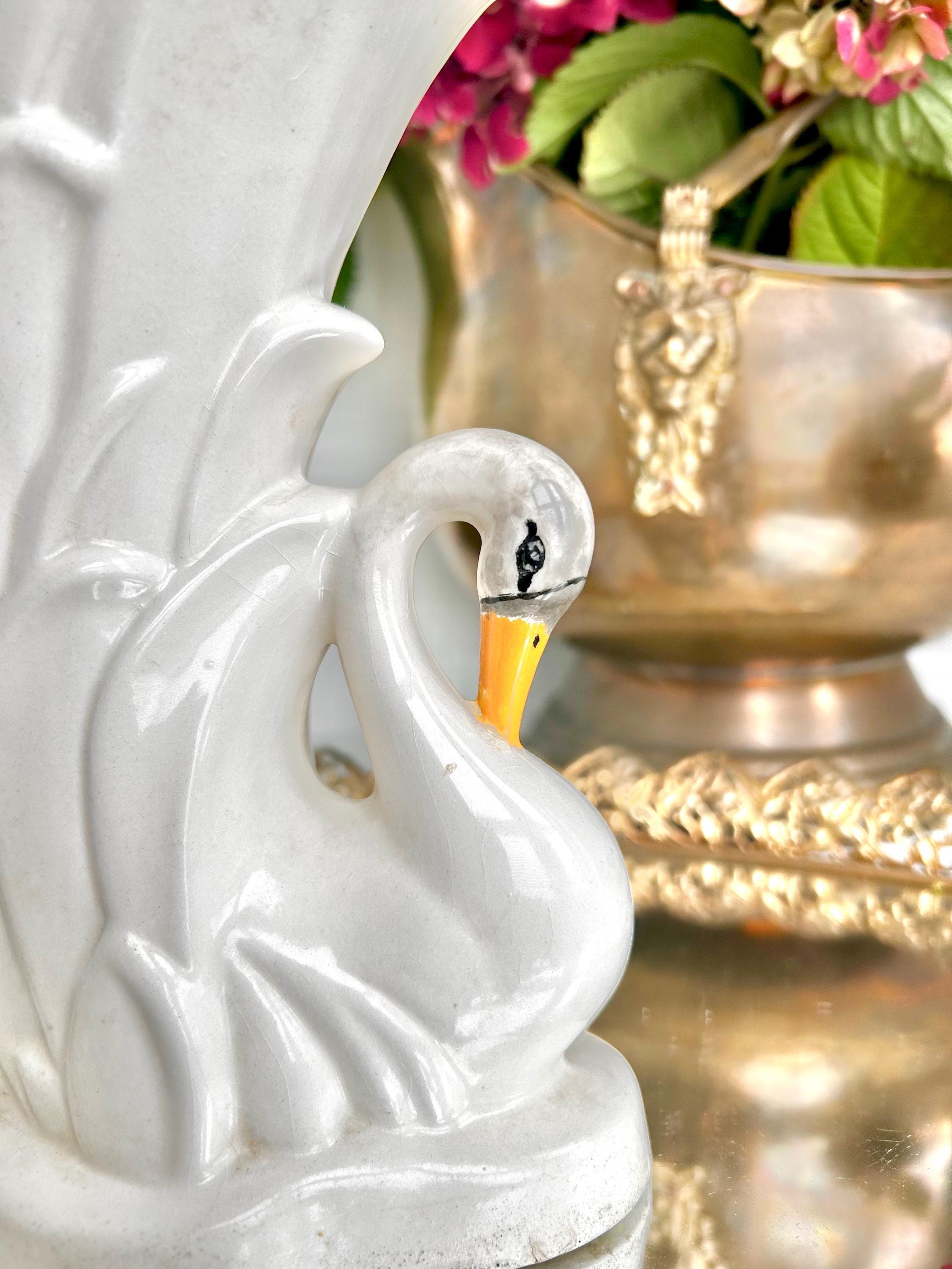 Vintage Ceramic Swan Vase by Stephen F. Austin