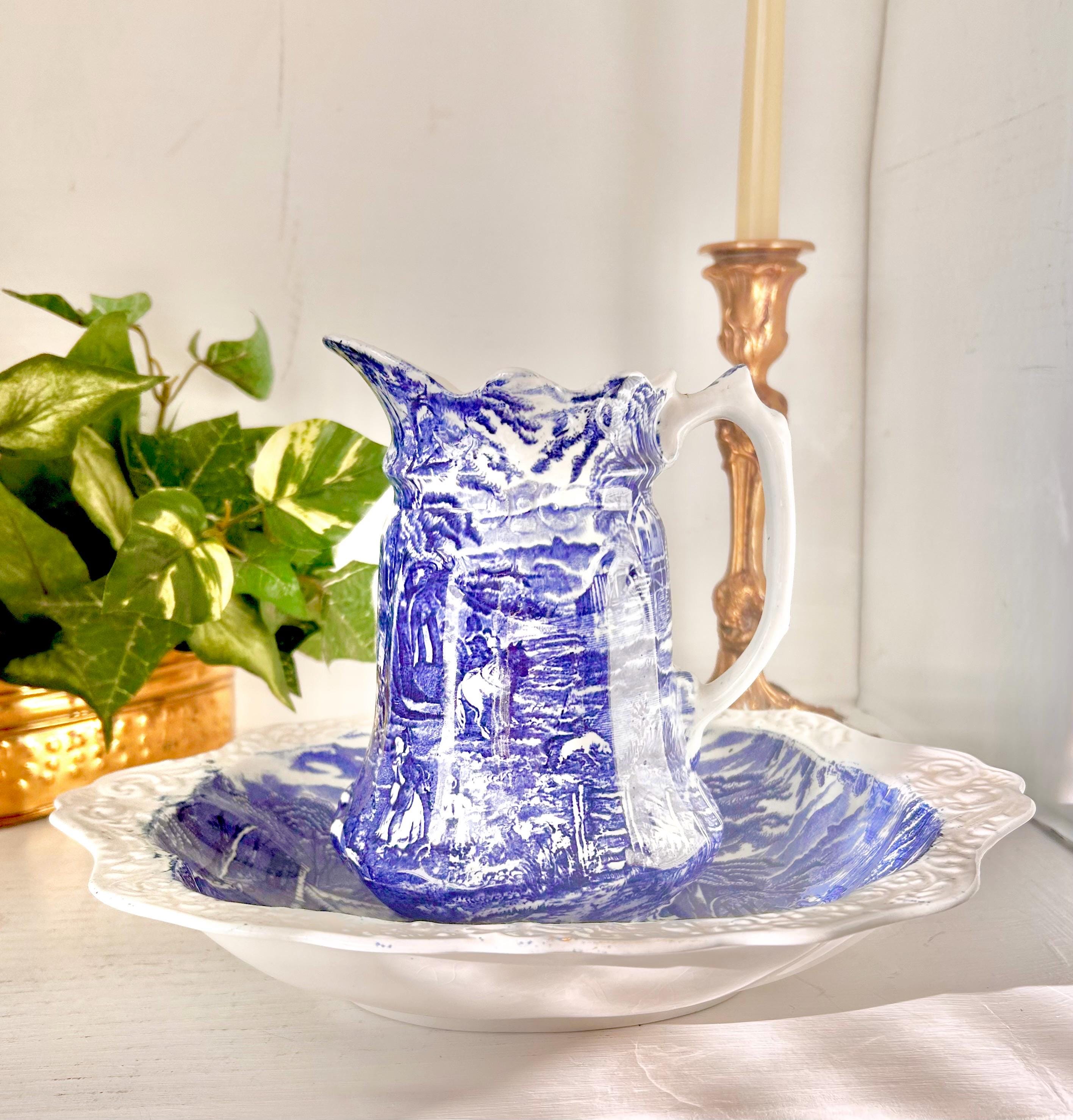 Vintage Transferware Pitcher and Washbowl Basin, James Kent Old Foley, England