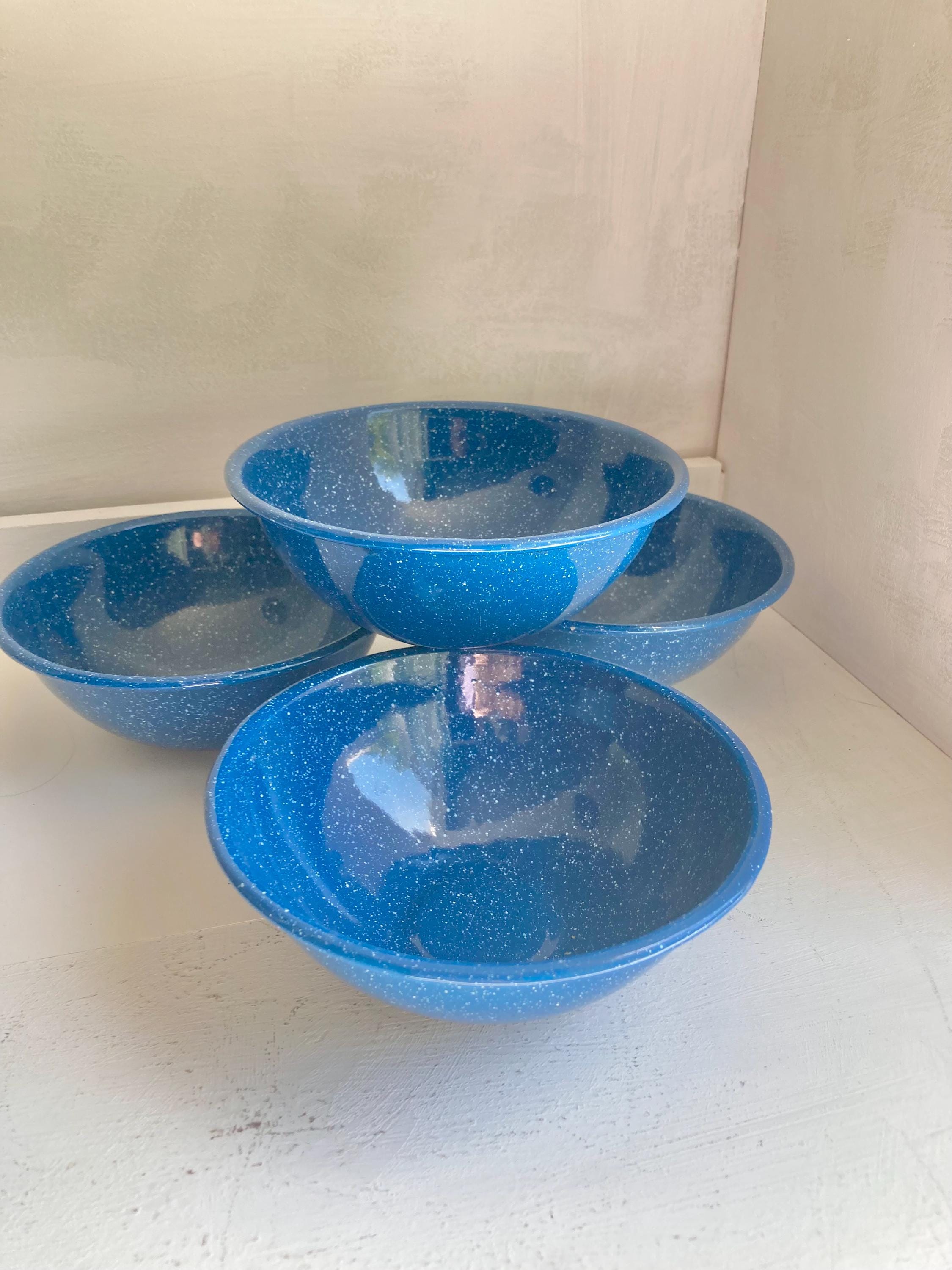 Vintage Enamelware White Speckled Blue Metal Dining for Outdoors and Camping: Choose from options