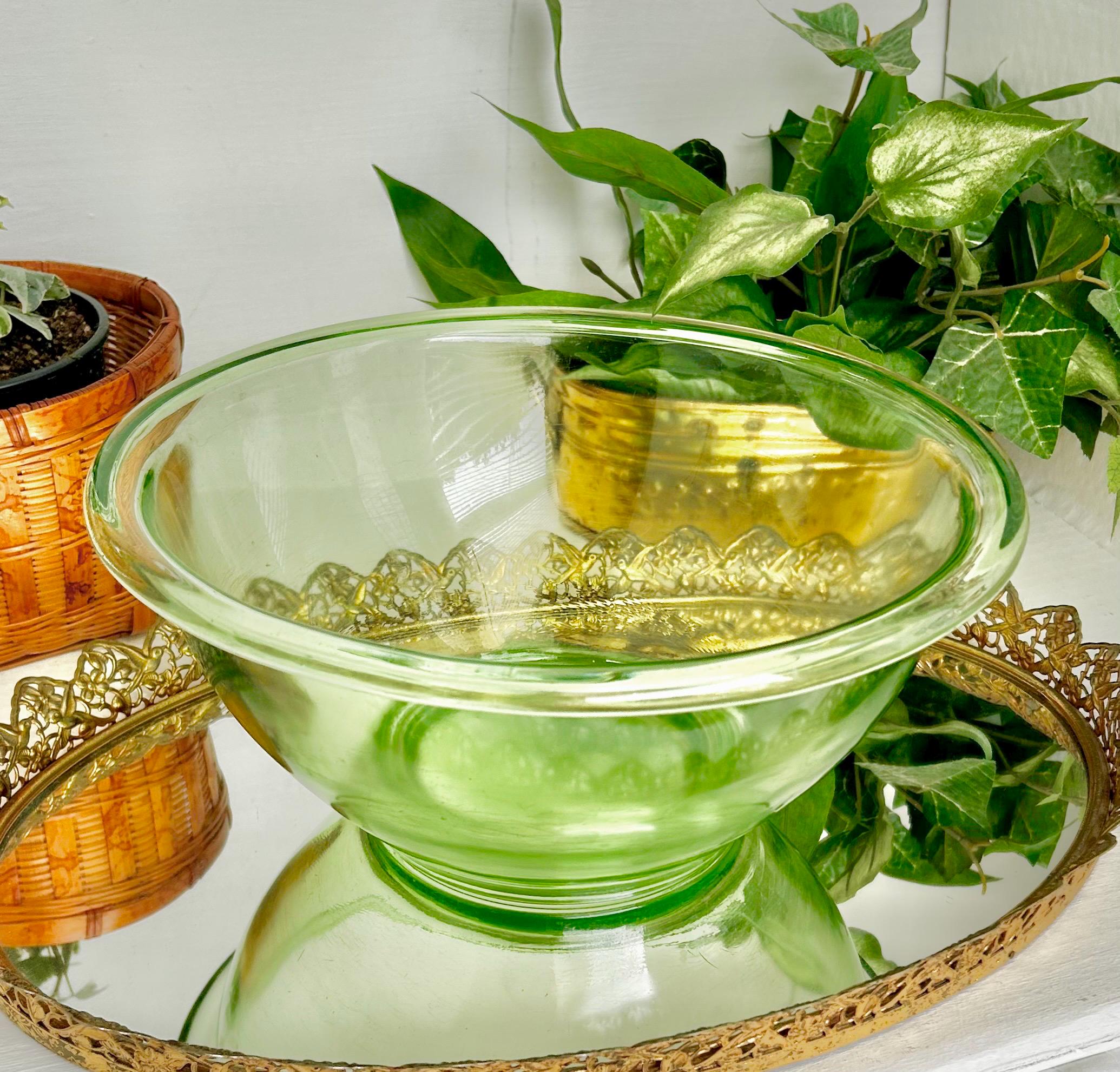 Vintage Uranium Glass Mixing / Serving Bowl by Hemingray Glass Co