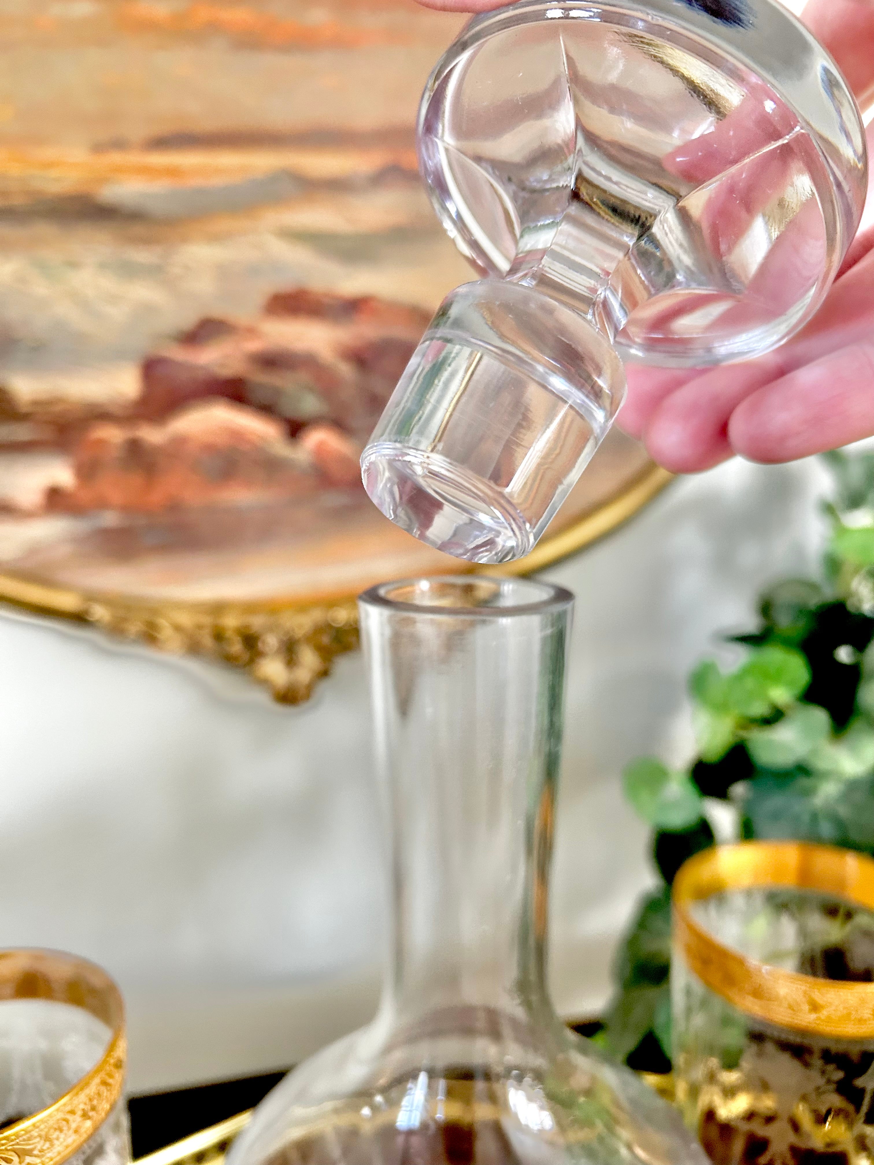 Vintage MCM Cut Crystal Glass Decanter