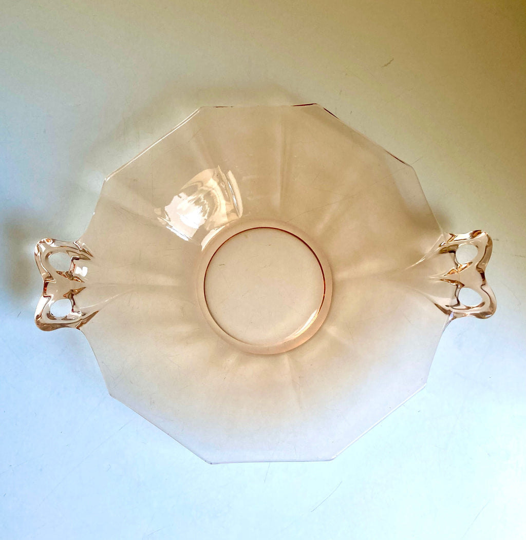 Fostoria Amber Depression Glass Plate, Butterfly Bow Handles, Fairfax 2375