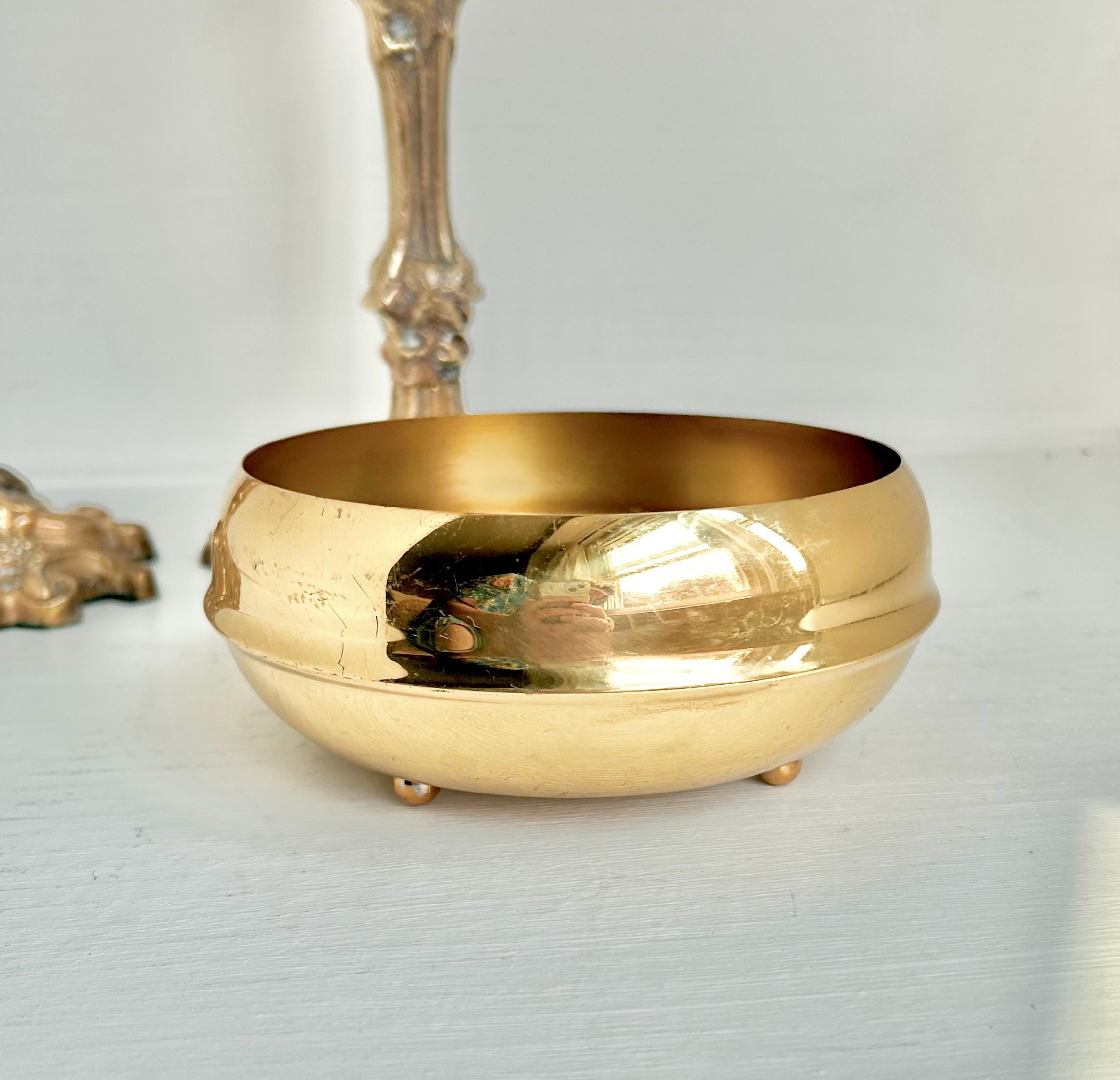 Vintage Coppercraft Guild Brass Bowl: Ridged Design, Ball Feet