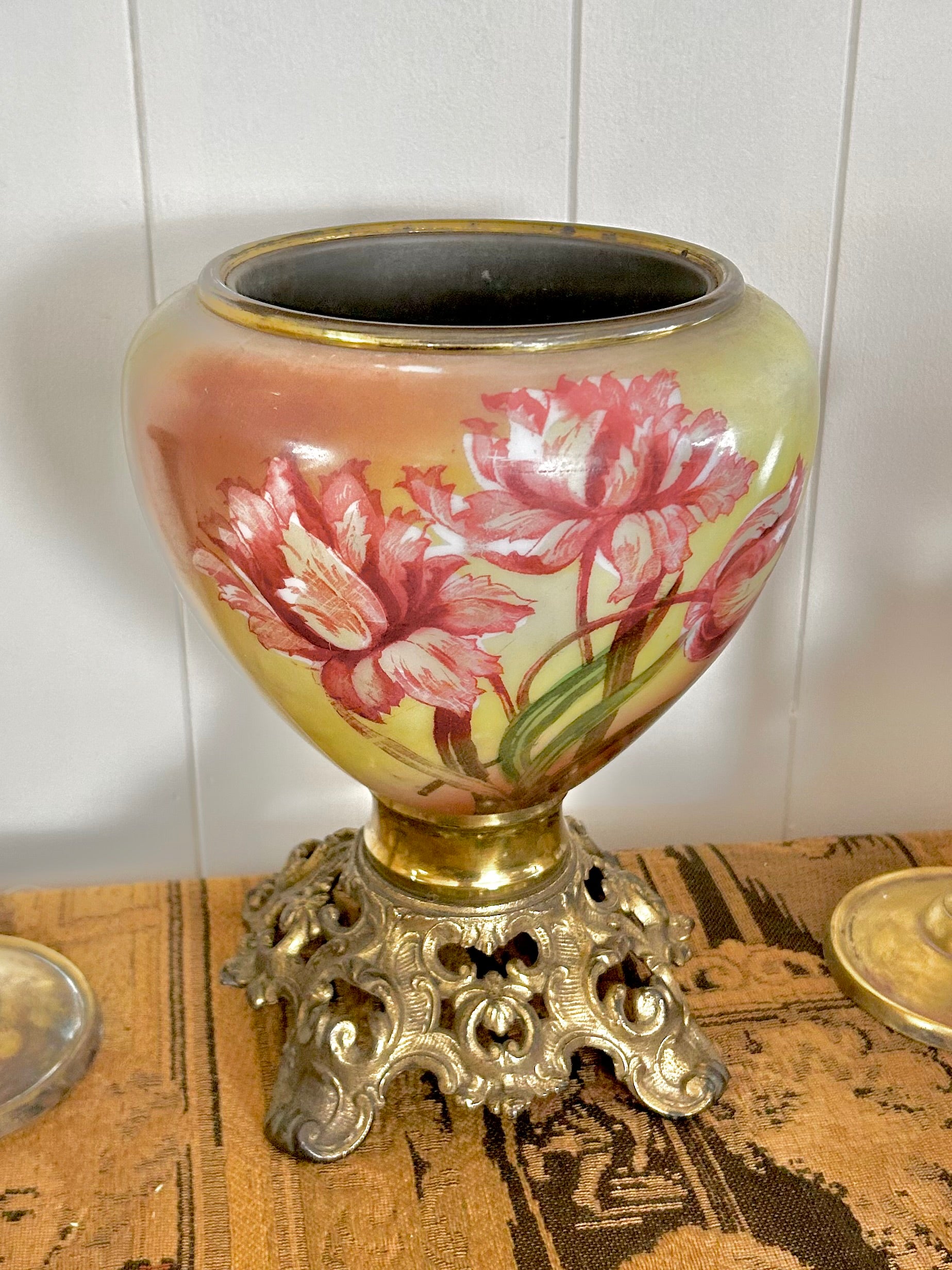 Vintage Glass Hurricane Lamp Base