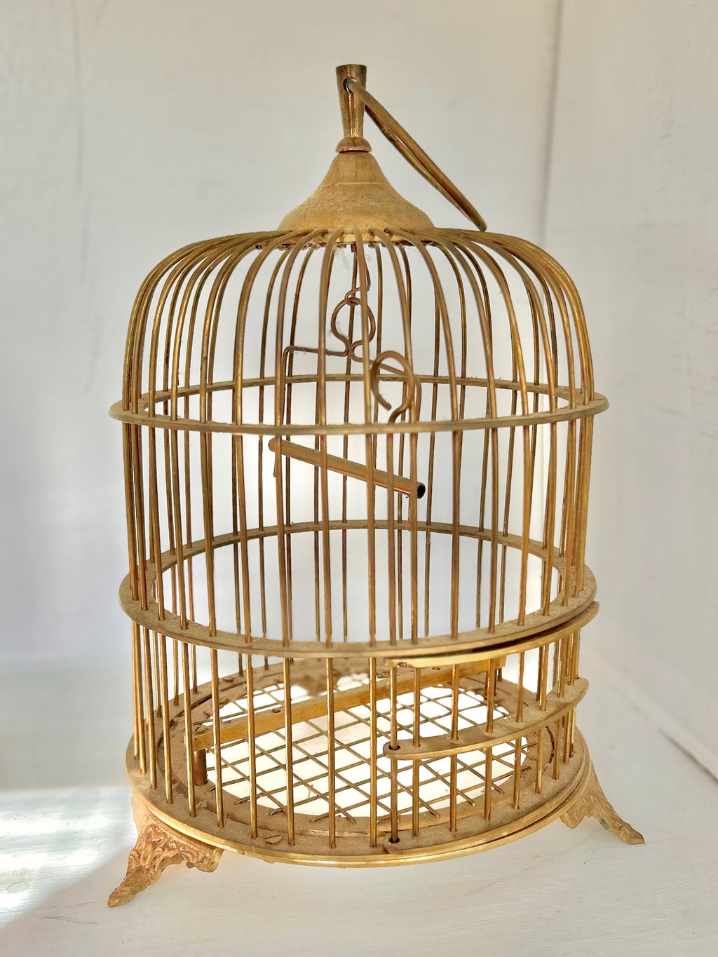 Vintage Solid Brass Bird Cage