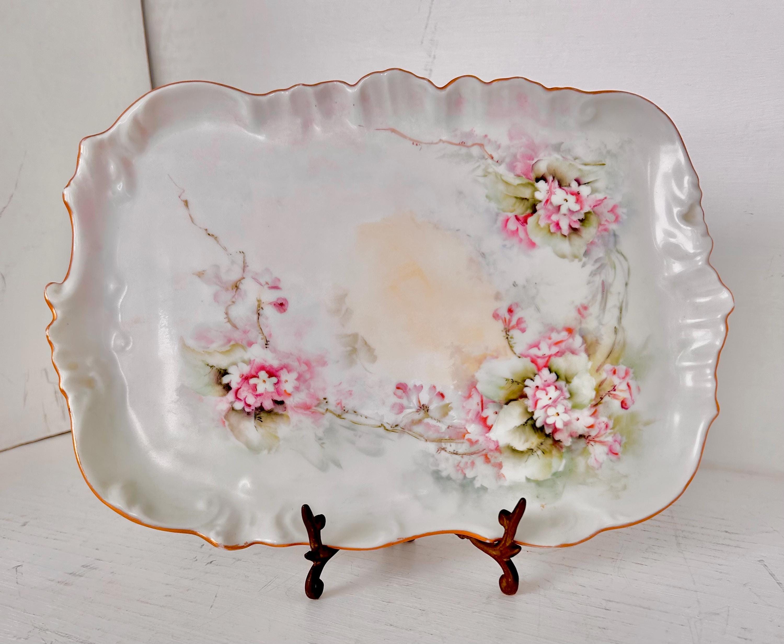 Antique Tressemann & Vogt Limoges Porcelain Vanity Tray