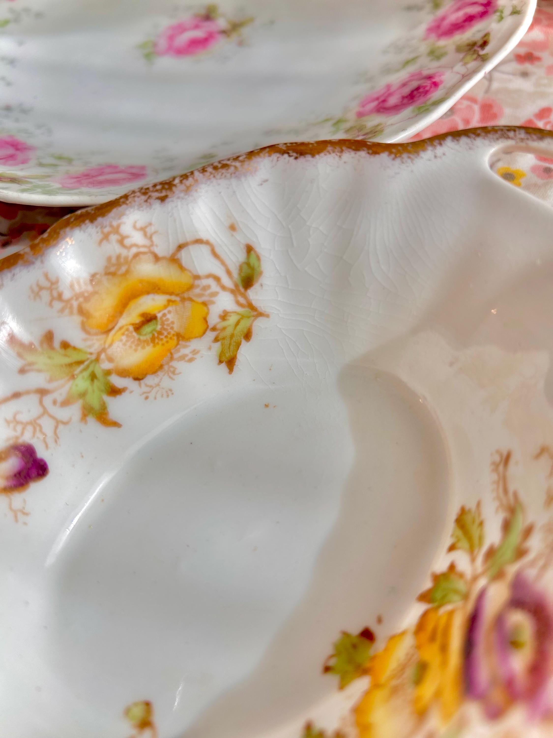 Vintage Floral Porcelain Small Plates: Fine China Dishes, Various Makers