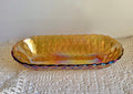 Vintage Amber Carnival Glass Bread Bowl: Indiana Glass Lattice Basketweave