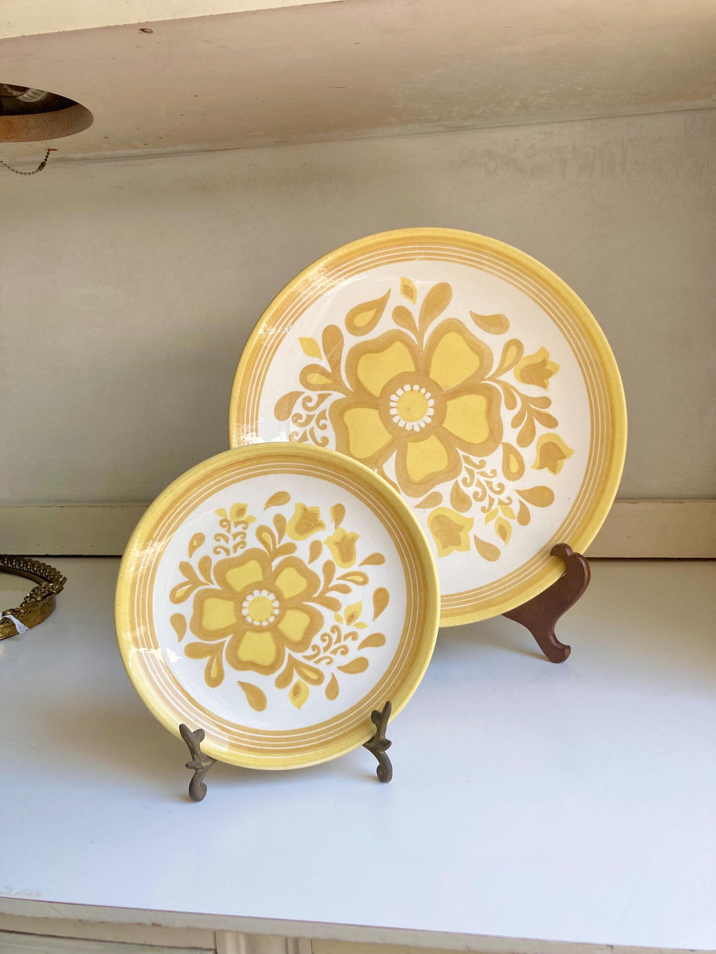 Vintage Cavalier Ironstone Plate Set: Yellow Floral Royal China USA