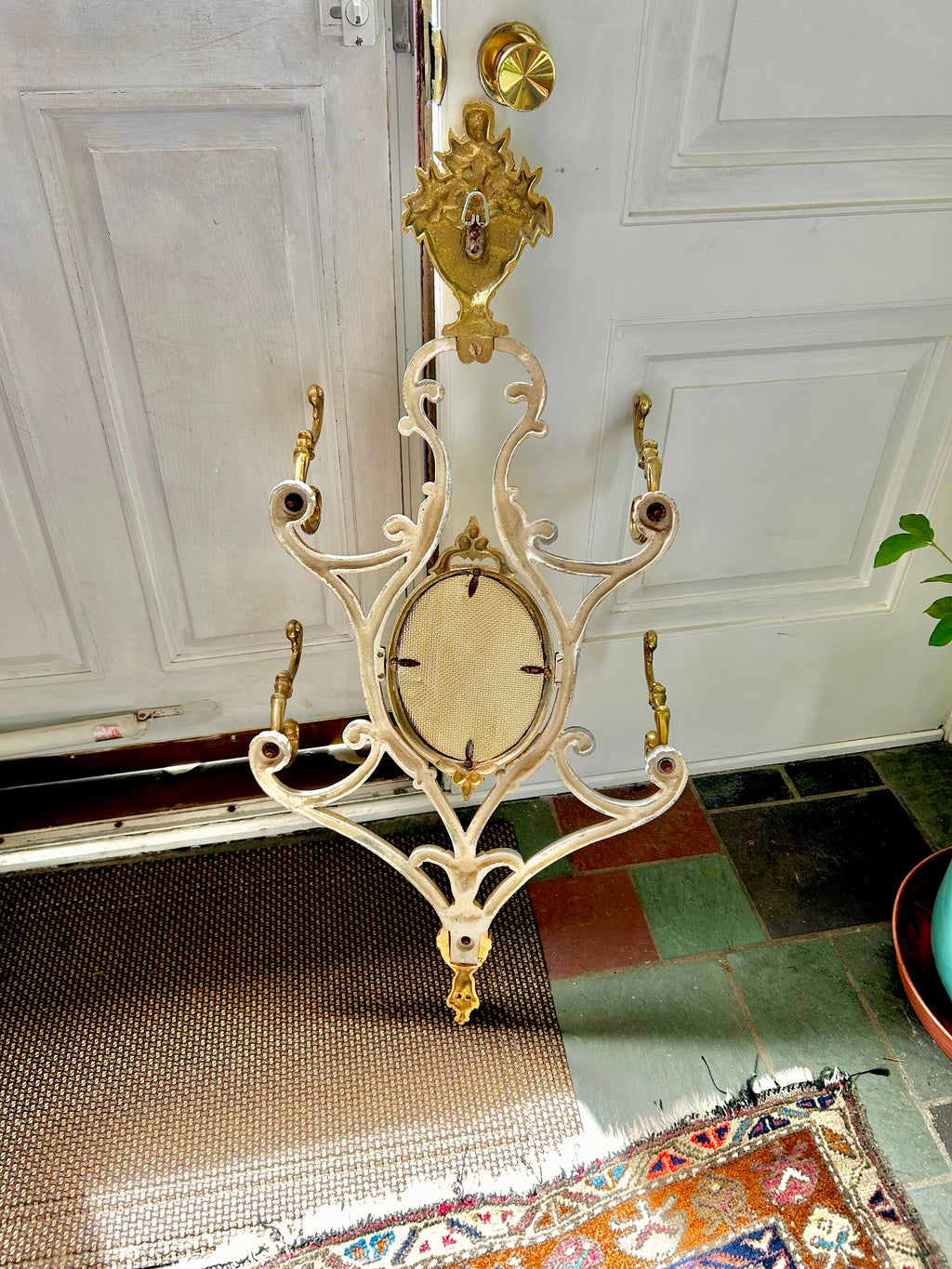 Antique French Solid Brass and Cast Metal Mirror Wall Hooks
