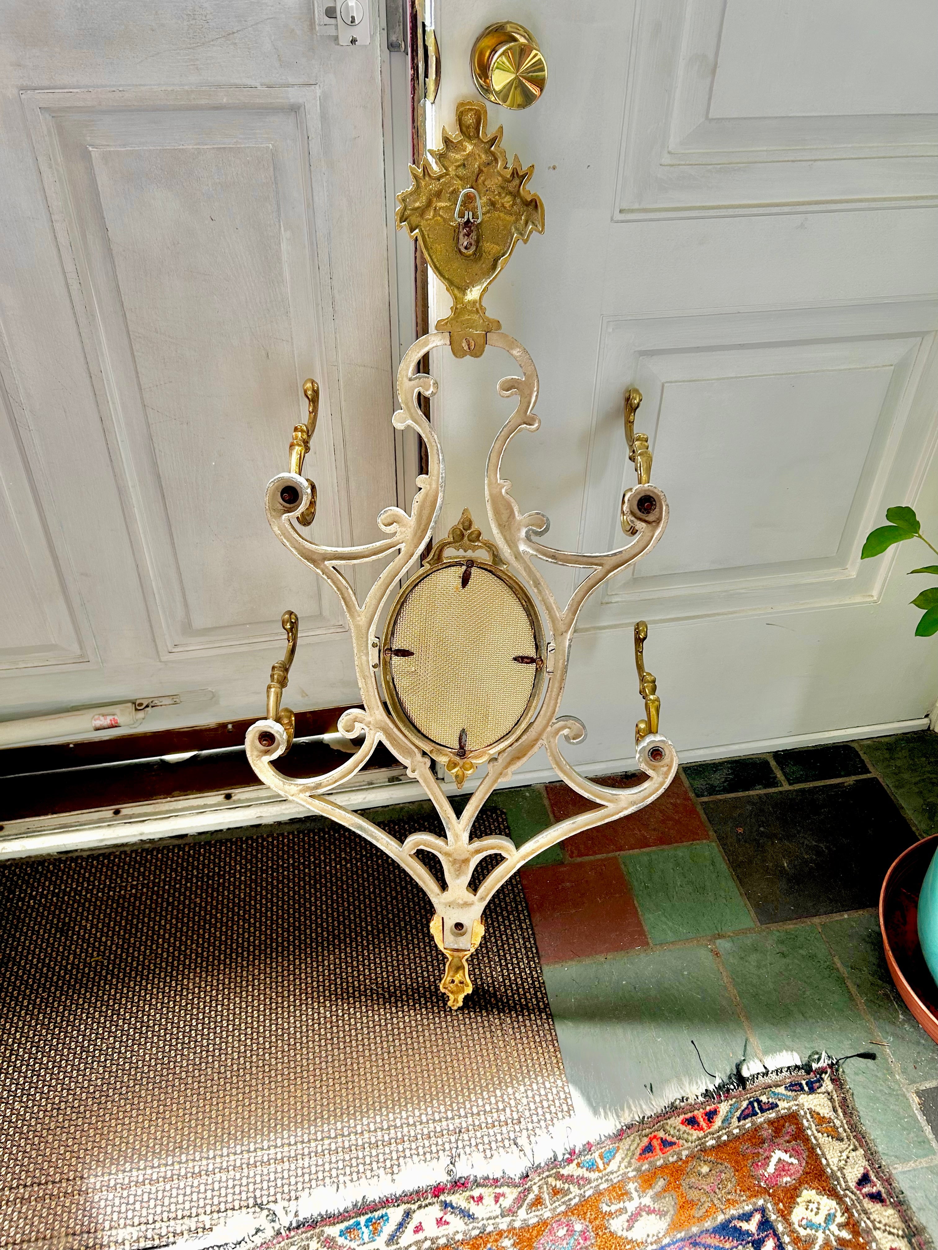 Antique French Solid Brass and Cast Metal Mirror Wall Hooks