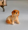 Vintage Teensy Ceramic Tawny Pup - Hand painted dog figurine 1 inch seated pup