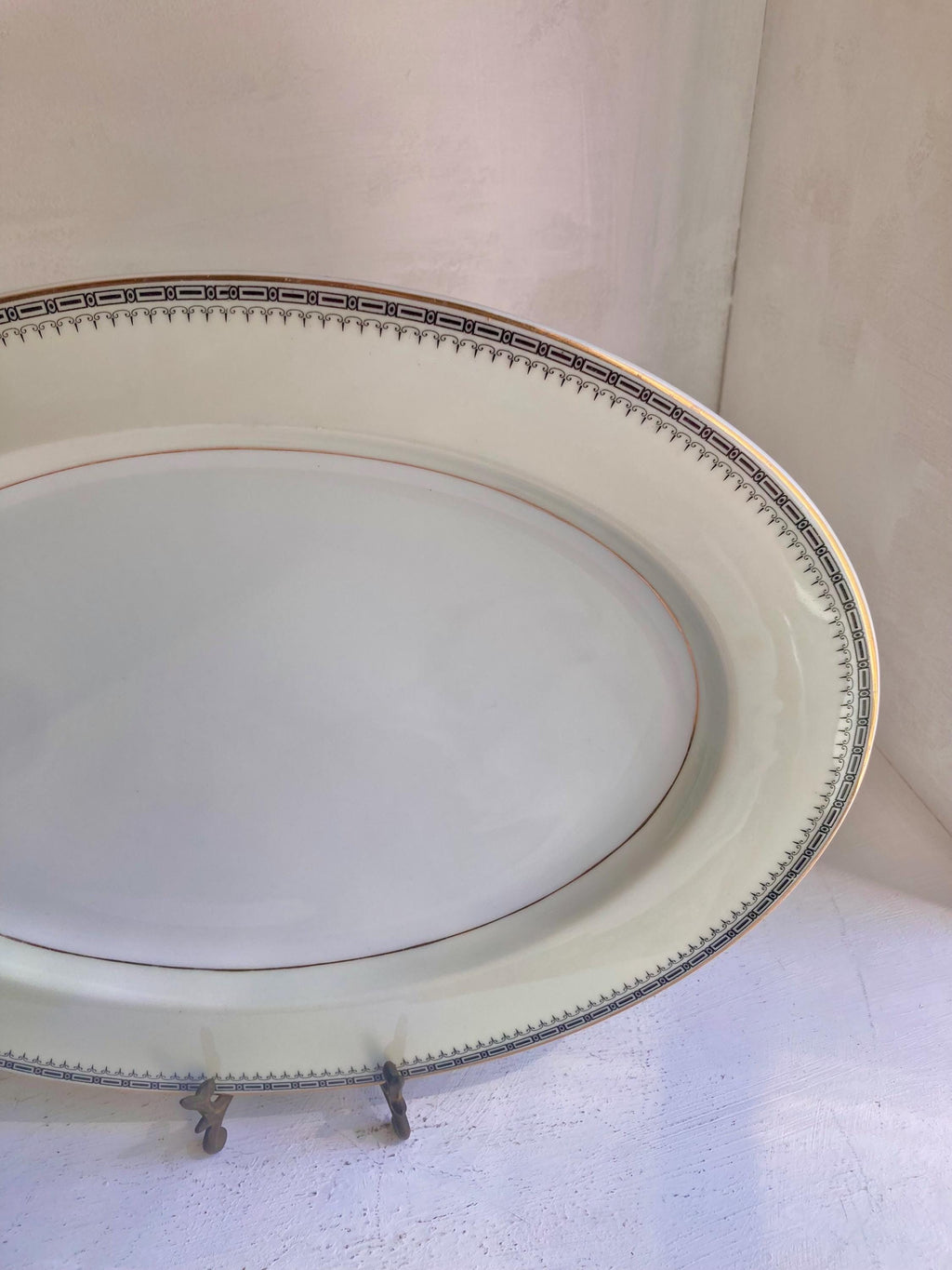 Vintage TK Thun Bohemia Empire Platter – Navy Blue and Gold Trim
