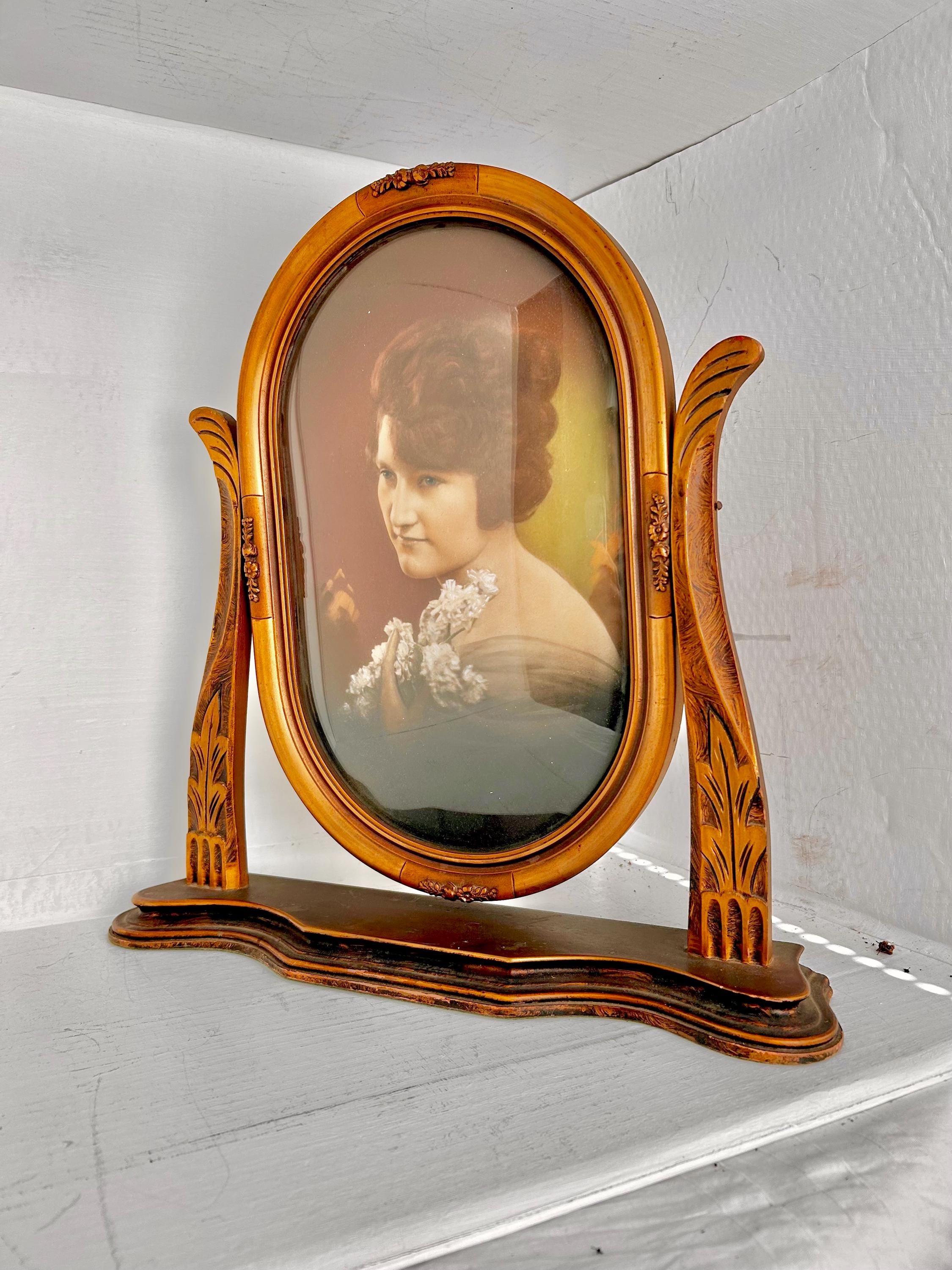 Antique Gilt Wooden Mantel Frame with Swivel Picture