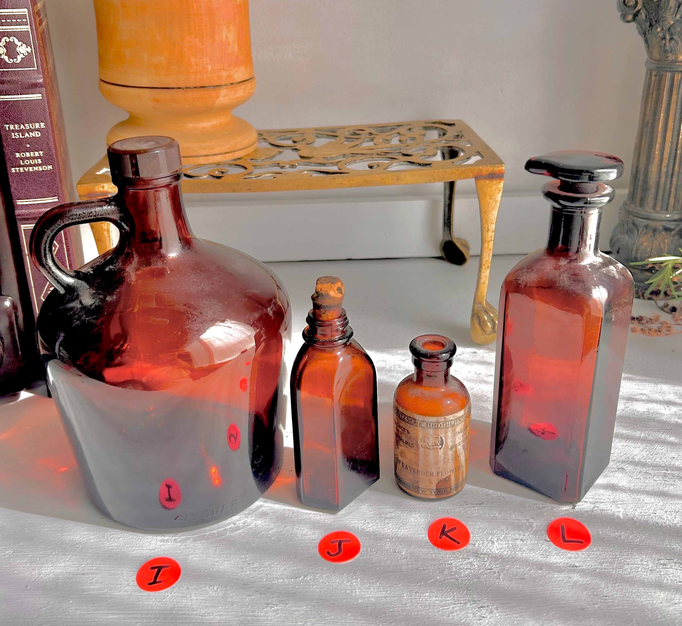 Vintage Amber Apothecary Bottle: Collectible Brown Glass, Choose Your Bottle