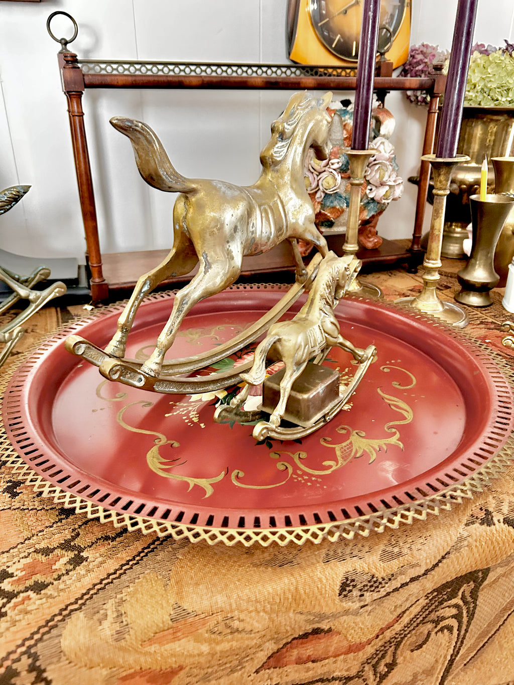 Vintage Solid Brass Rocking Horses