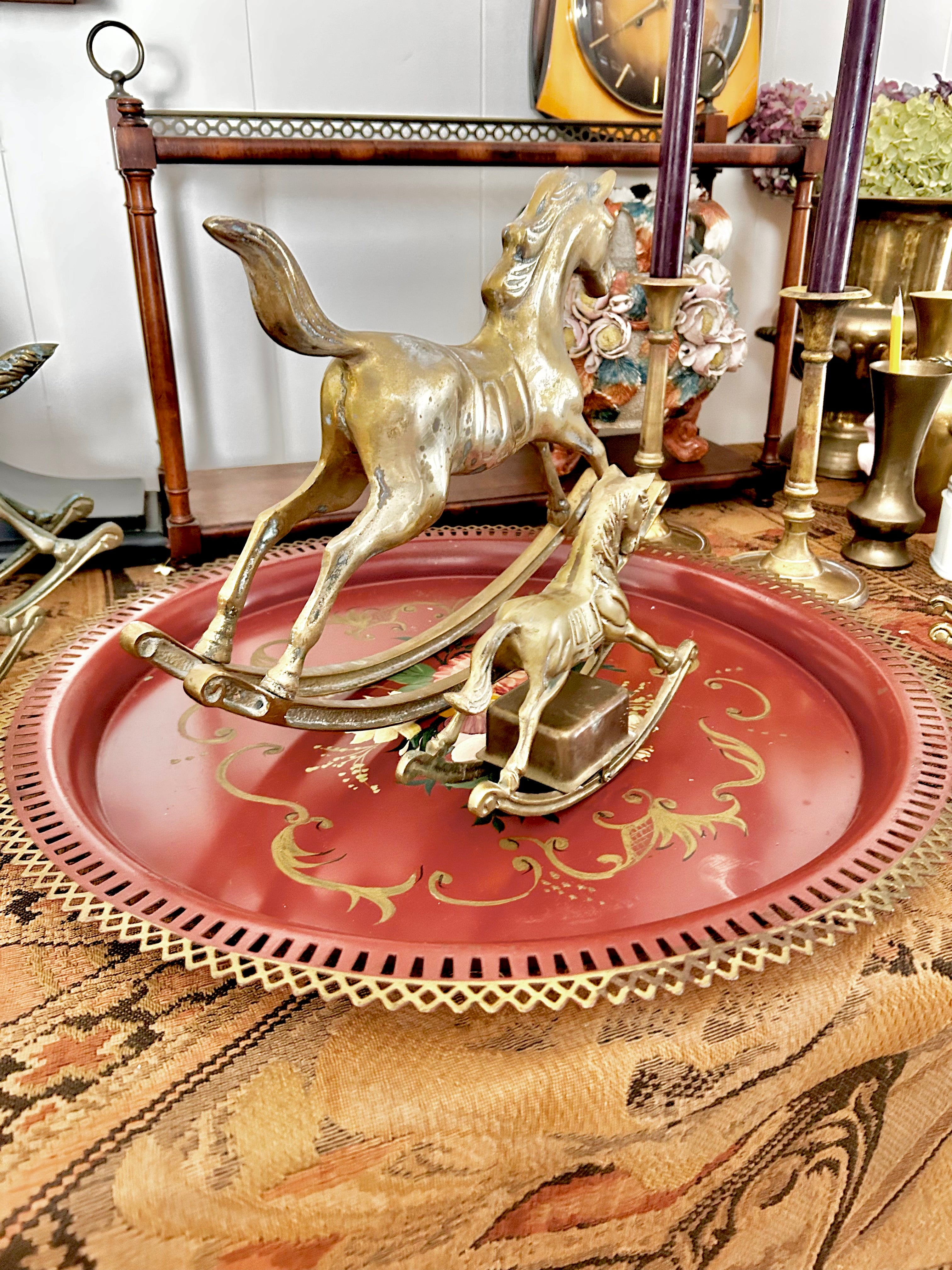 Vintage Solid Brass Rocking Horses
