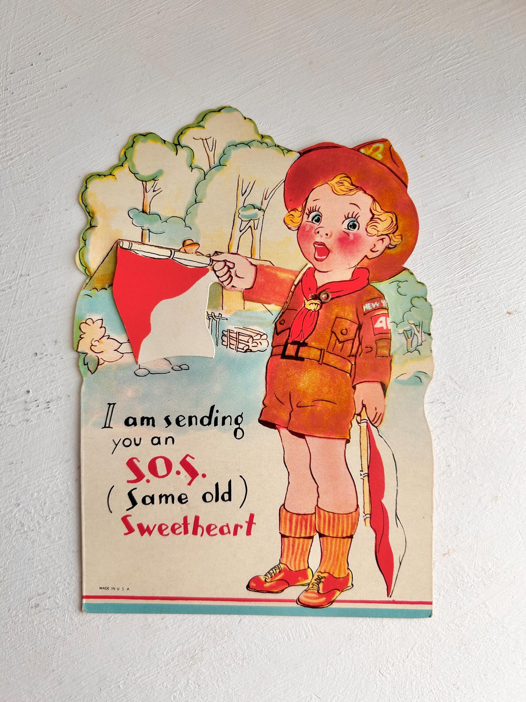 Vintage Die-Cut Paper Valentine: 1930s/40s Moveable Love Greeting
