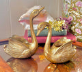 Pair of Vintage Brass Swan Planters