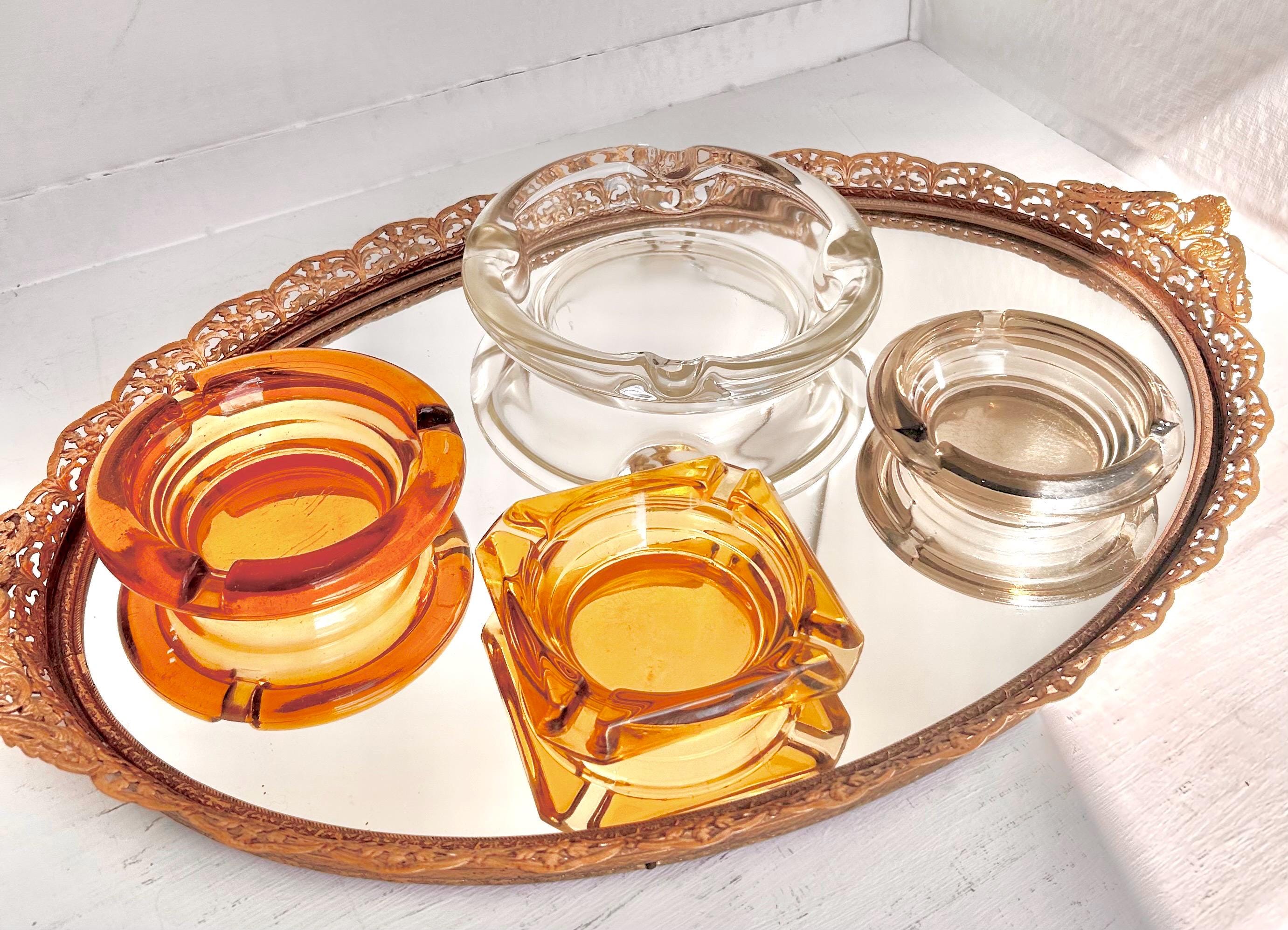 Vintage Glass Ashtrays - Choose from Amber, Clear, Smoke Glass - Collectible Mid Century Tobacciana