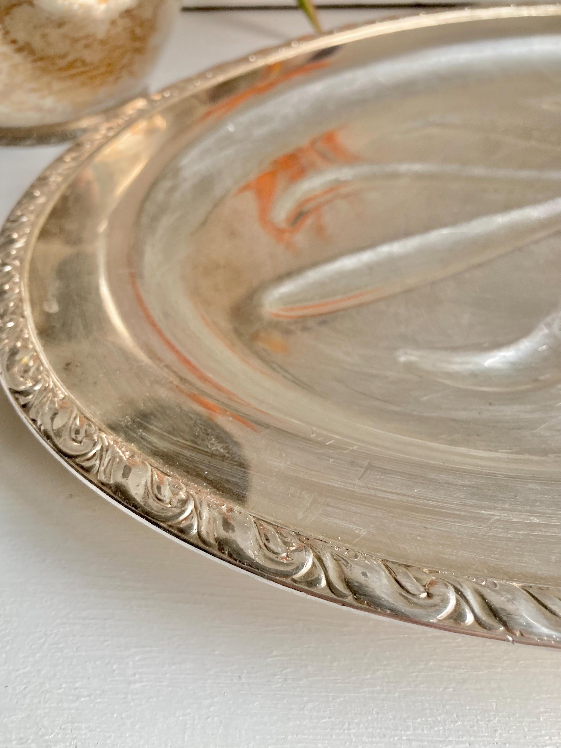 Vintage Oneida Silver-Plated Meat Platter – Baroque Rim, Art Deco Feet