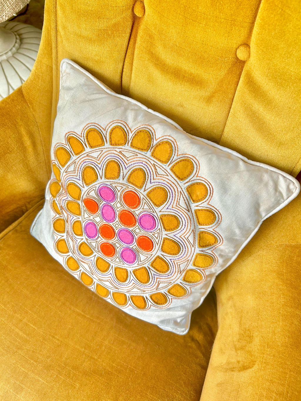 1960s Flower Power Pillowcase: Hand-Stitched Vintage Throw Pillow Cover