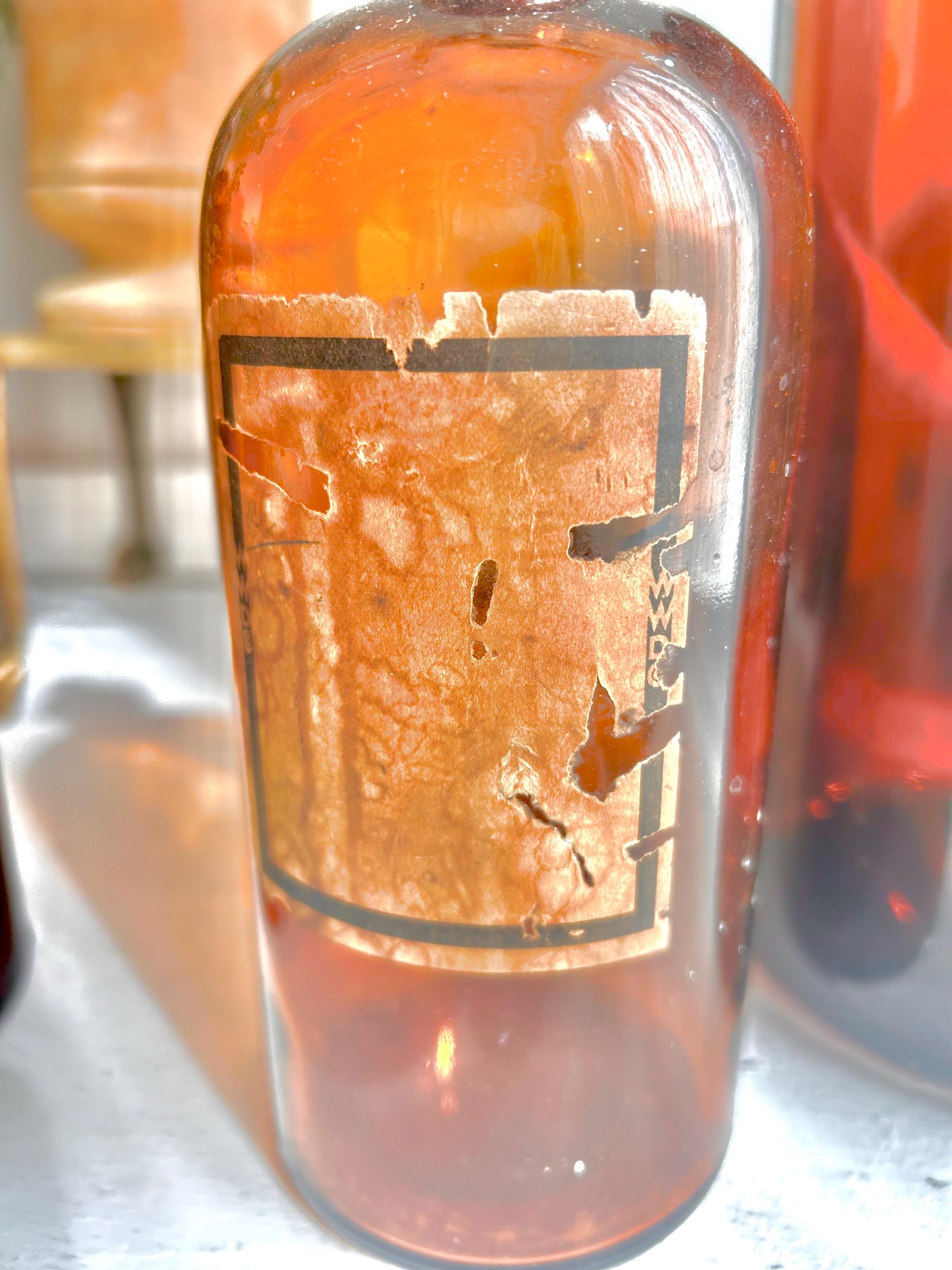 Vintage Amber Glass Apothecary Bottle: Collectible Brown Glass Decor