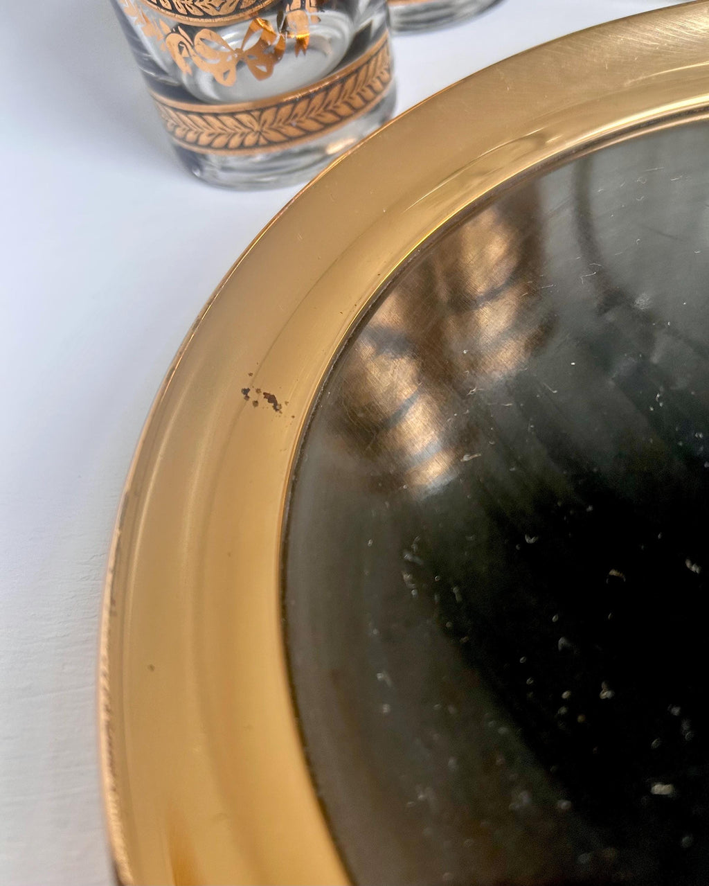 Vintage MCM Gold Tone/Gold Plated Small round Drinks Trays: CHOICE