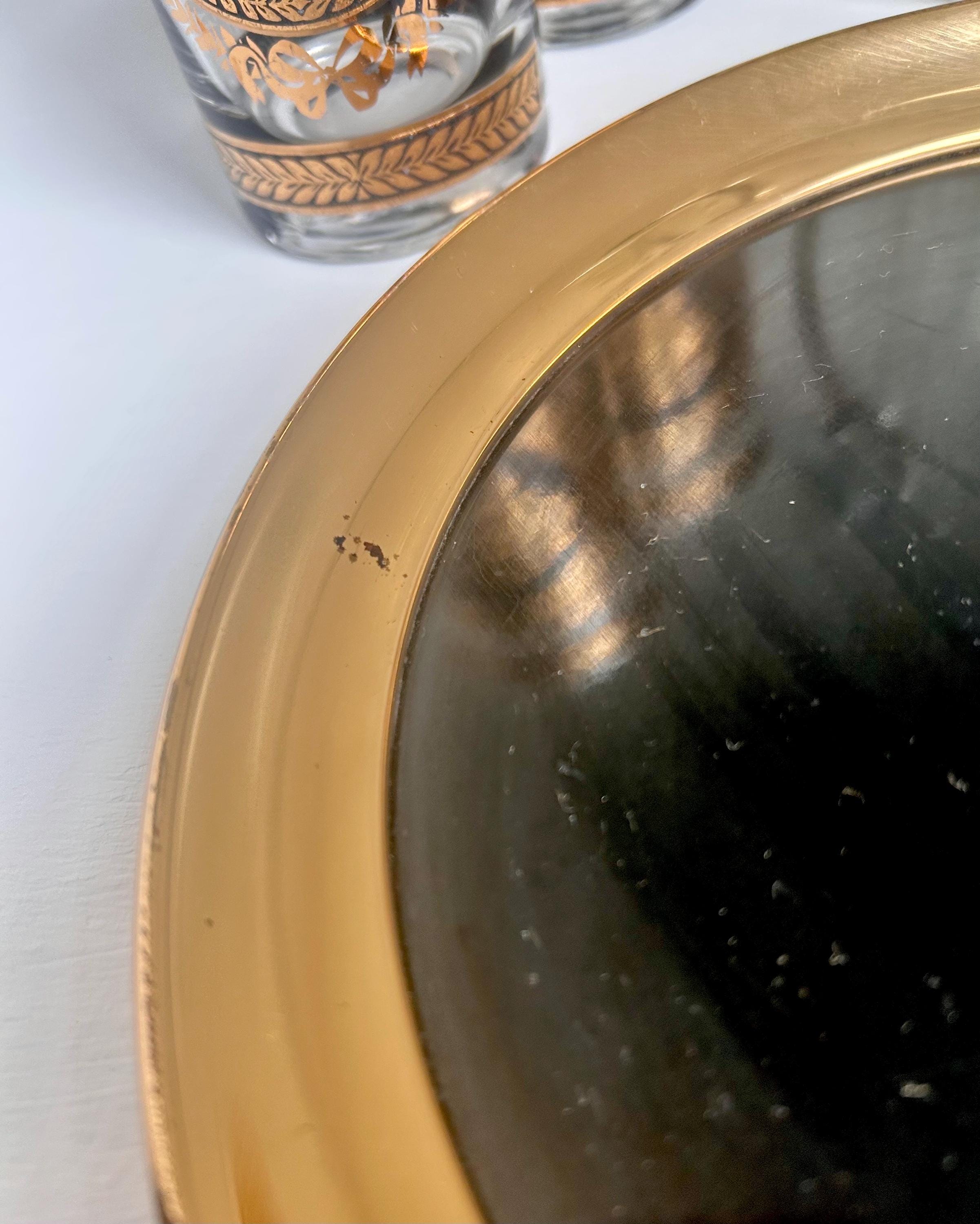 Vintage MCM Gold Tone/Gold Plated Small round Drinks Trays: CHOICE
