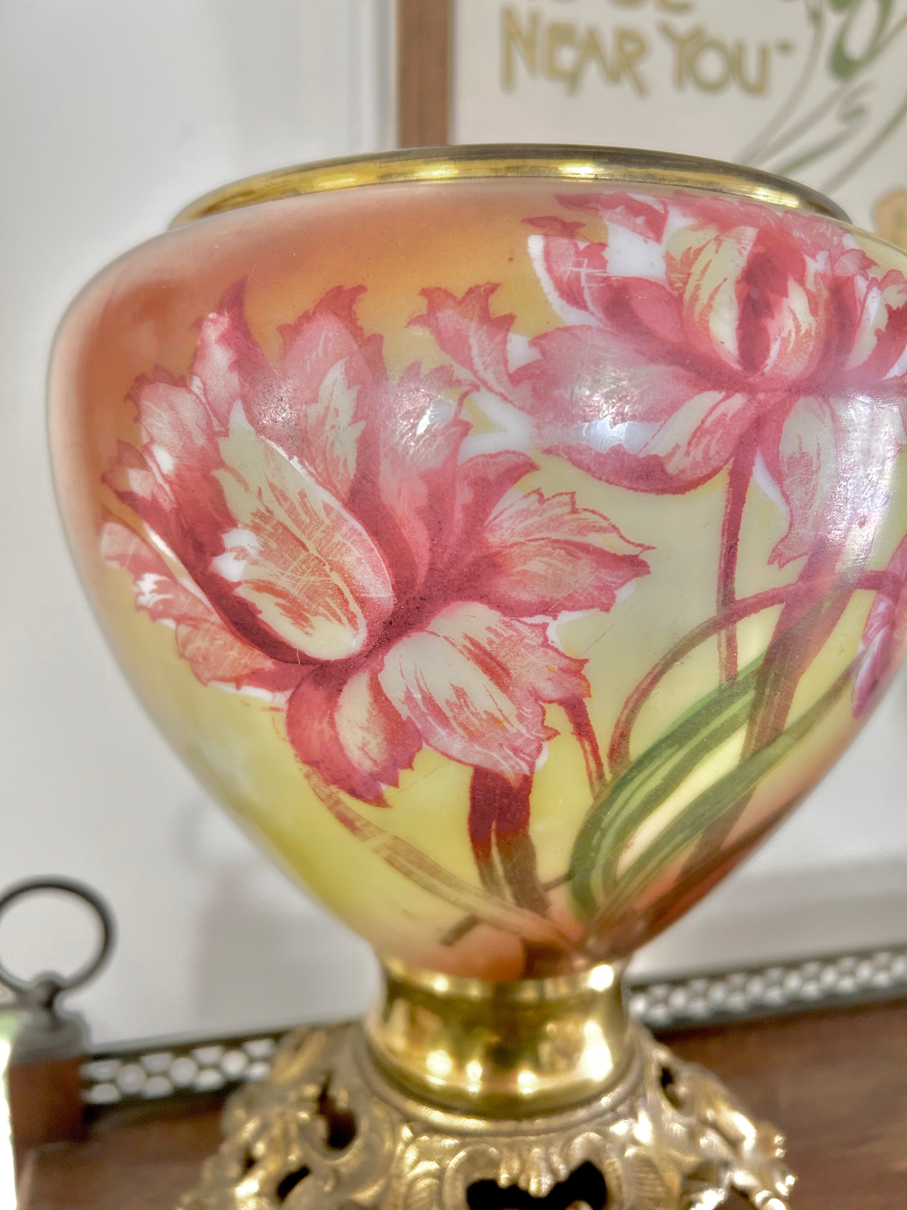Vintage Glass Hurricane Lamp Base