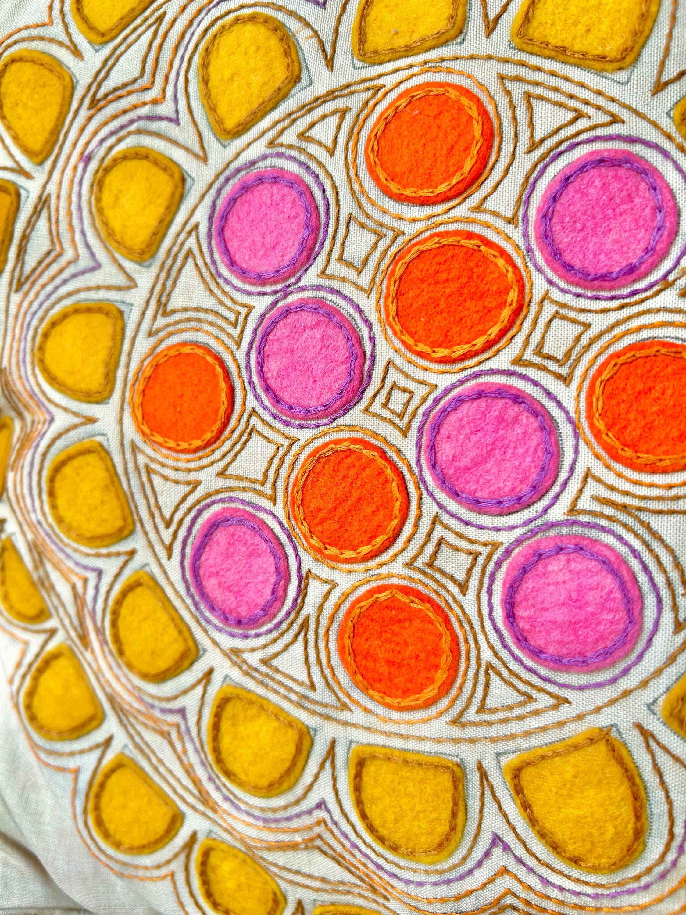 1960s Flower Power Pillowcase: Hand-Stitched Vintage Throw Pillow Cover