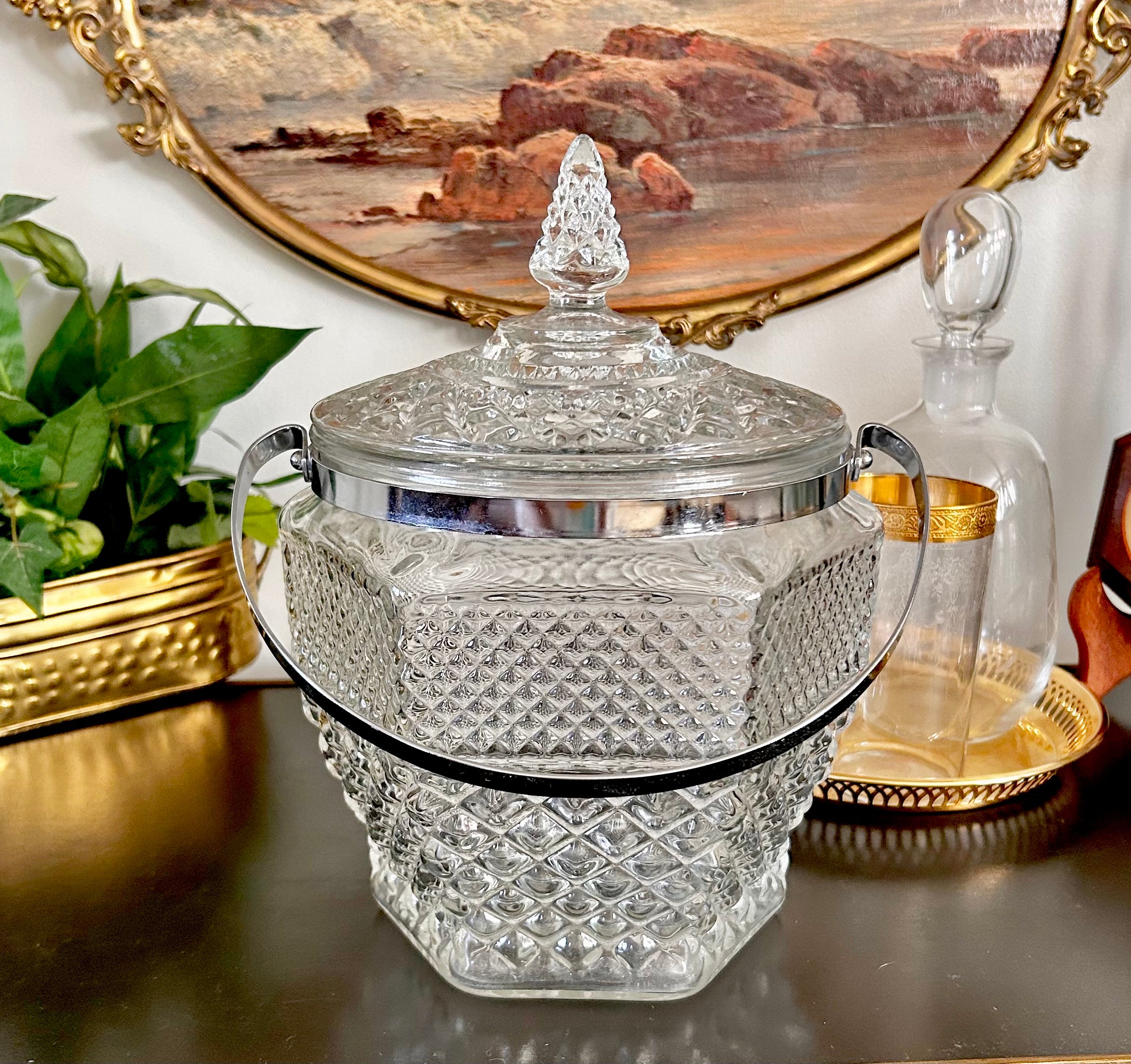 Vintage Glass Ice Bucket