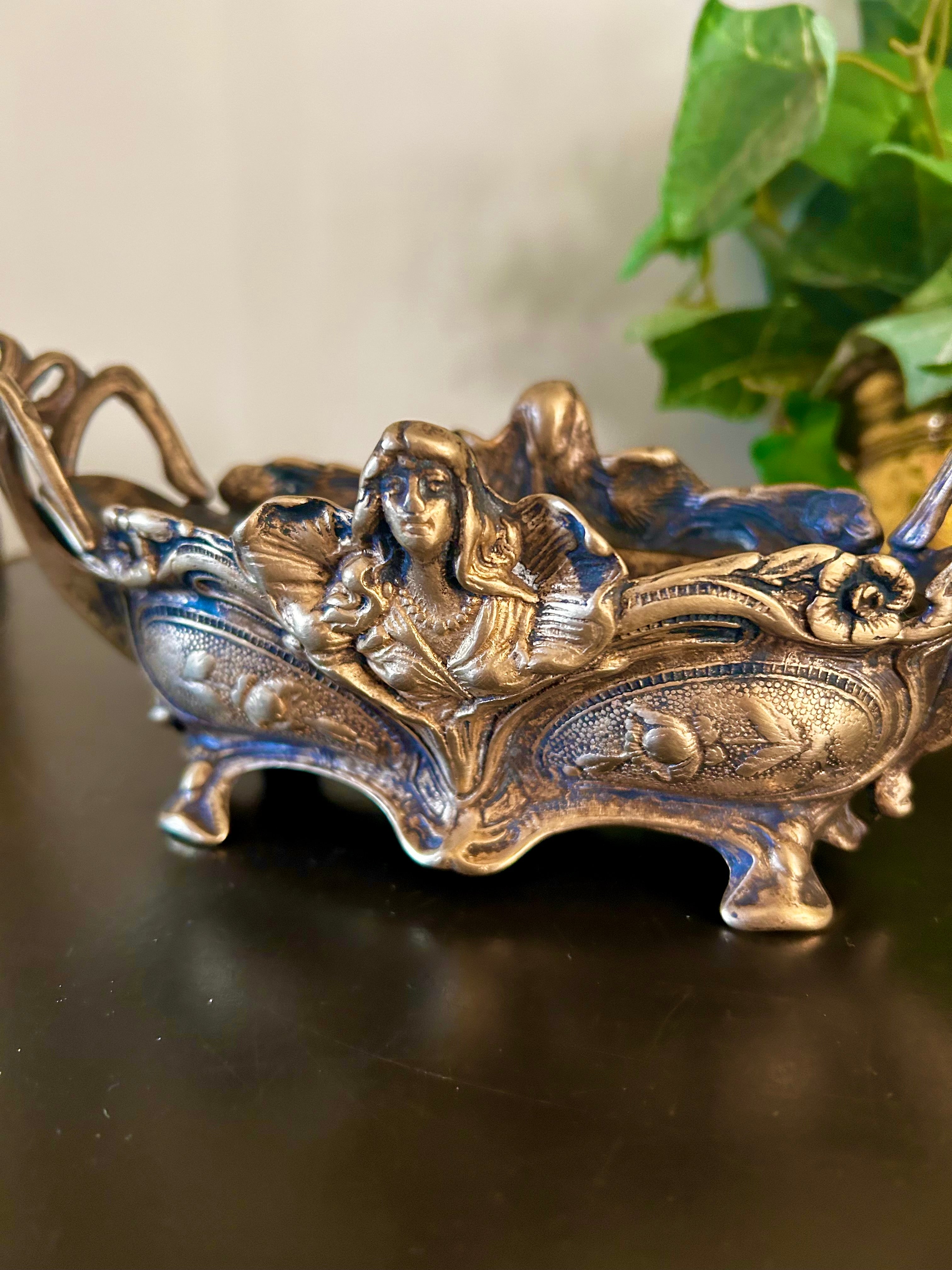 Antique Art Nouveau Brass Jardinier