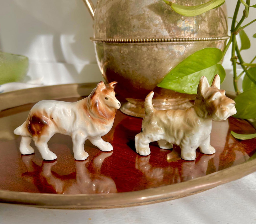Vintage Ceramic Hand-painted Dog Figurines, Made in Japan - Choose from two: Collie or Terrier