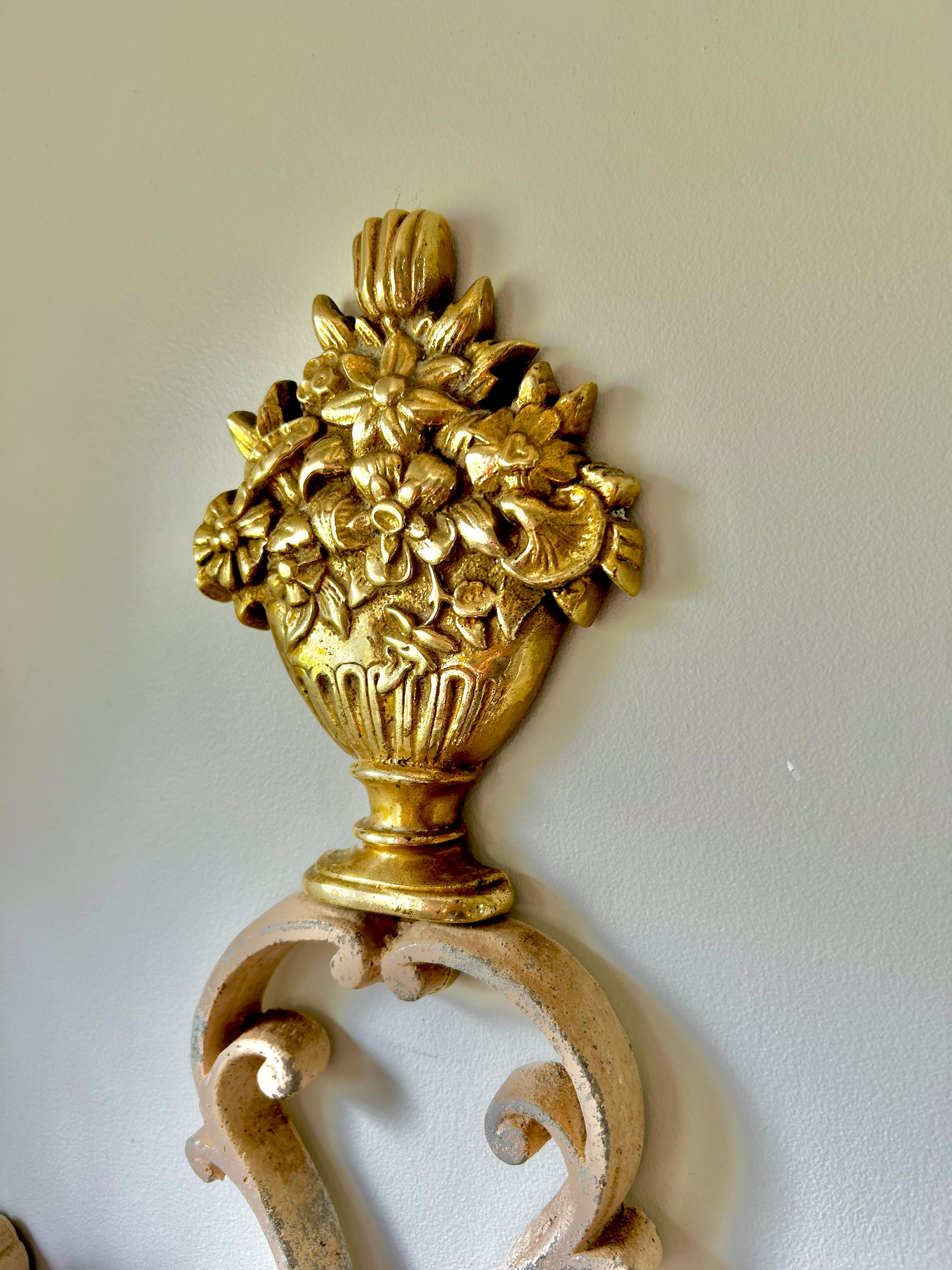 Antique French Solid Brass and Cast Metal Mirror Wall Hooks