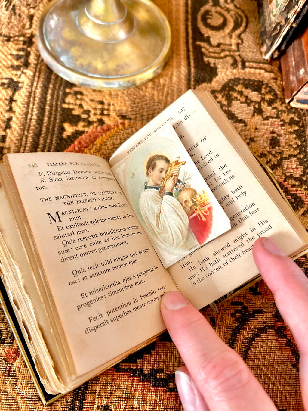 Antique 1880s Velvet Brass Pocket Prayer Book