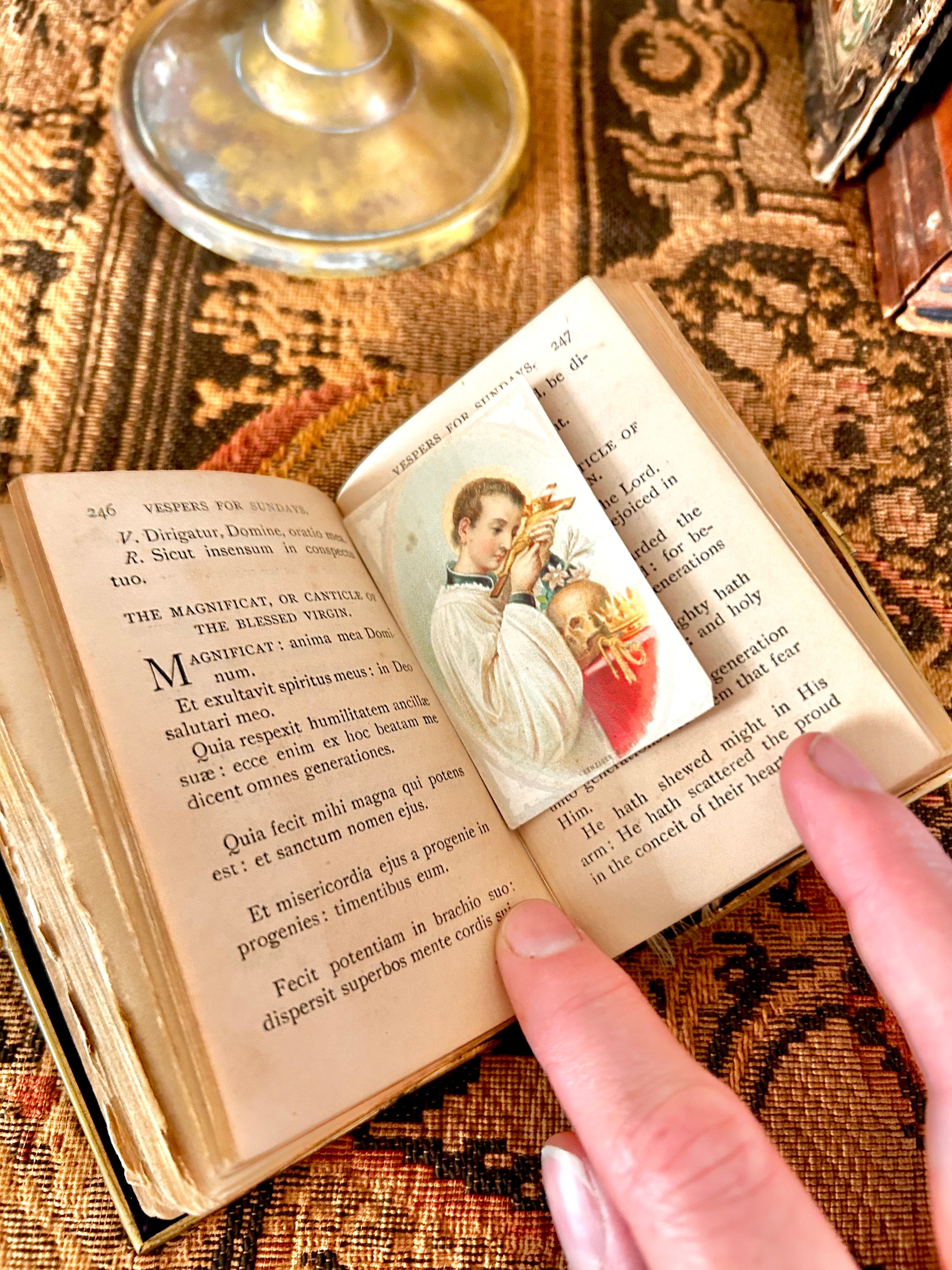 Antique 1880s Velvet Brass Pocket Prayer Book