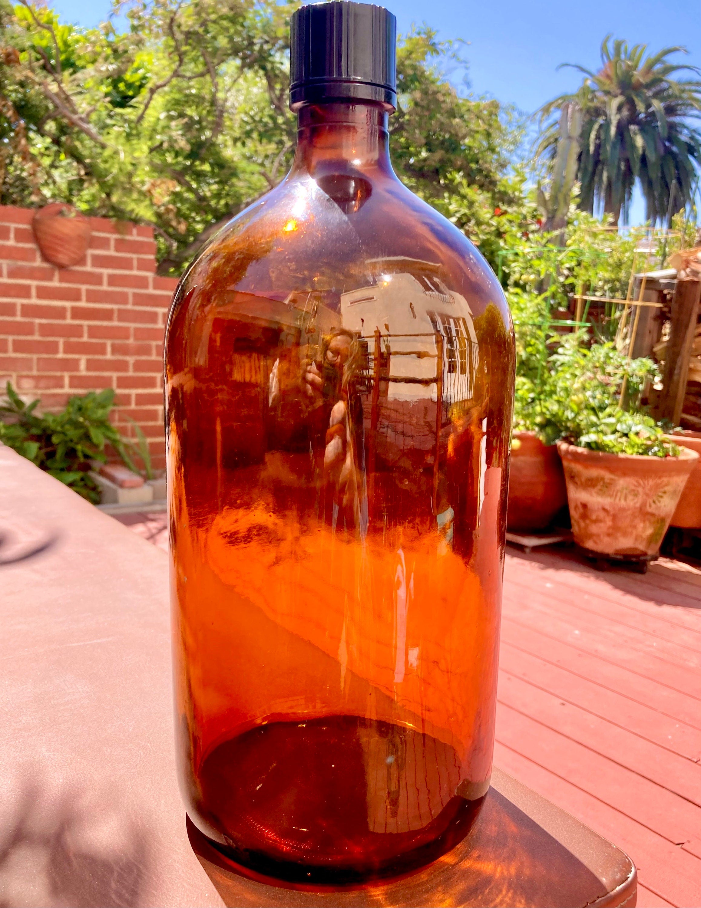 Vintage DURAGLAS Amber Brown Apothecary Bottle: 1-Gallon Glass Jug