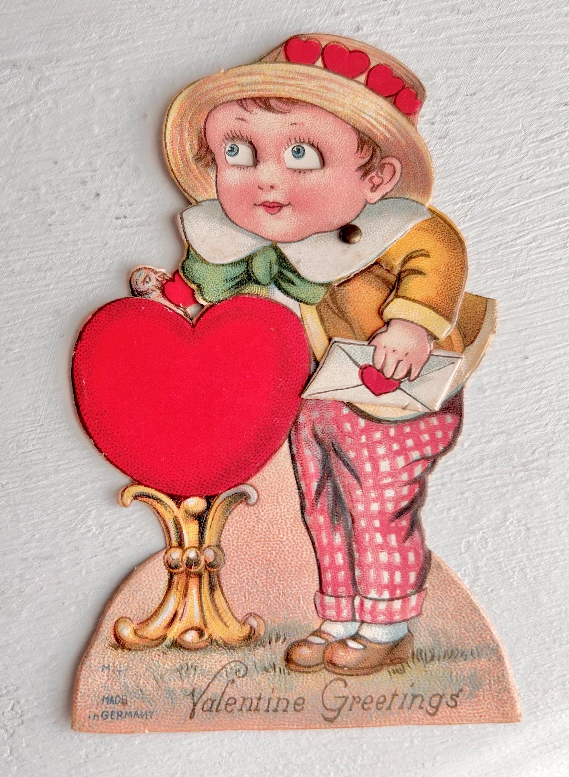 Vintage Die-Cut Paper Valentine: 1930s/40s Dynamic Love Greetings