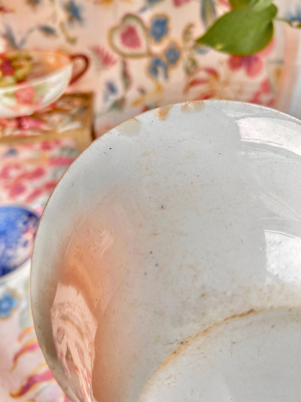 Antique Chinoiserie Serving Bowl: Blue and White Floral Transferware, Soho Pottery