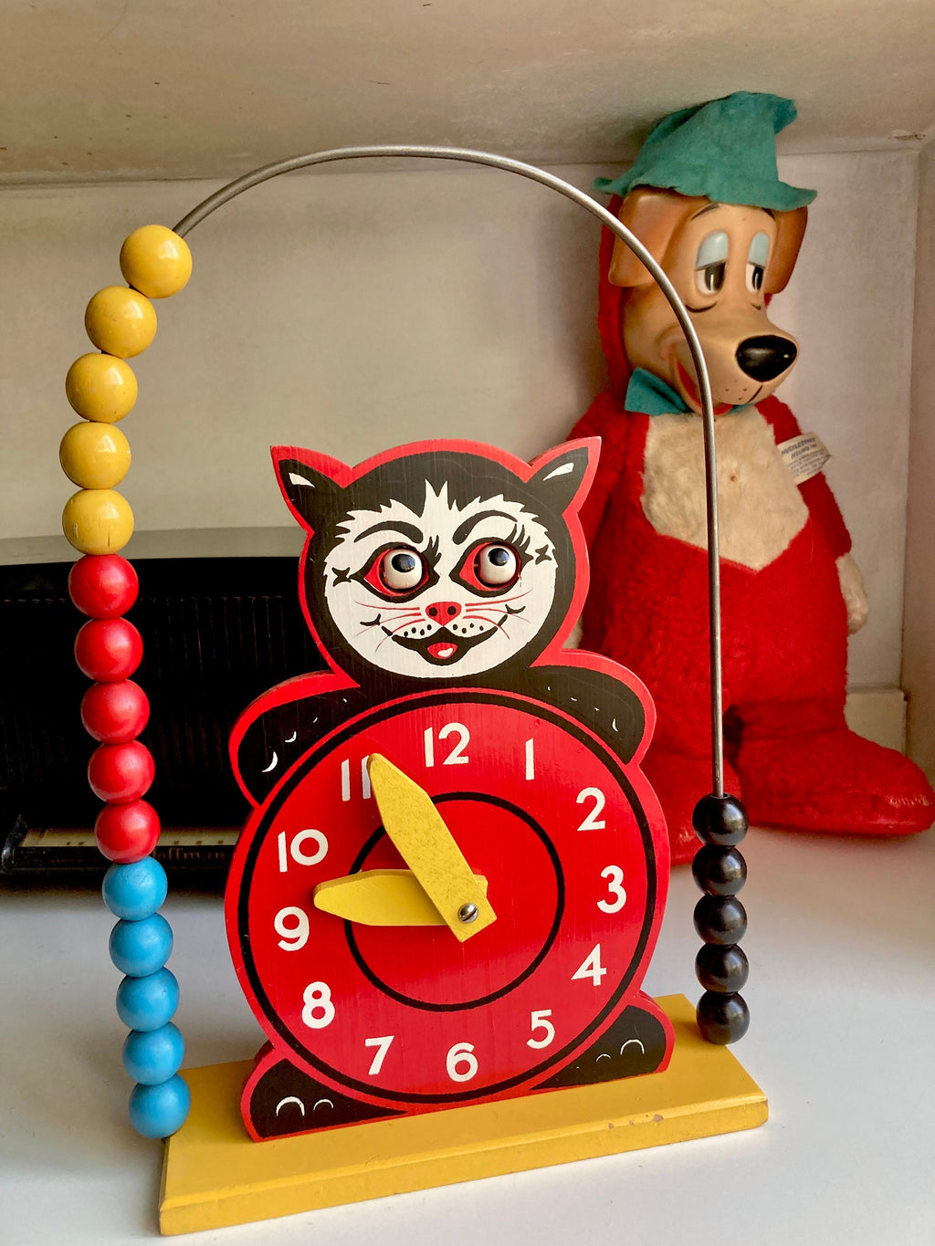 Vintage Brio Wooden Cat Abacus Clock - Swedish Toy