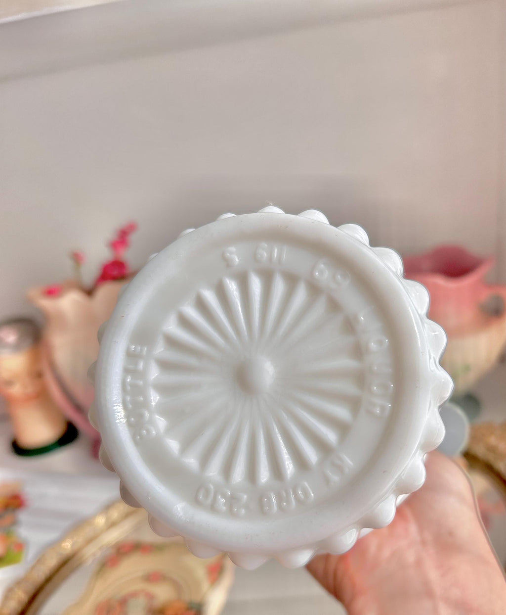 Vintage Jim Beam Milk Glass Decanter – Opaque White Liquor Bottle, Textured