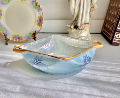 Antique EPIAG Porcelain Dish: Hand-Painted Floral Luster Bowl