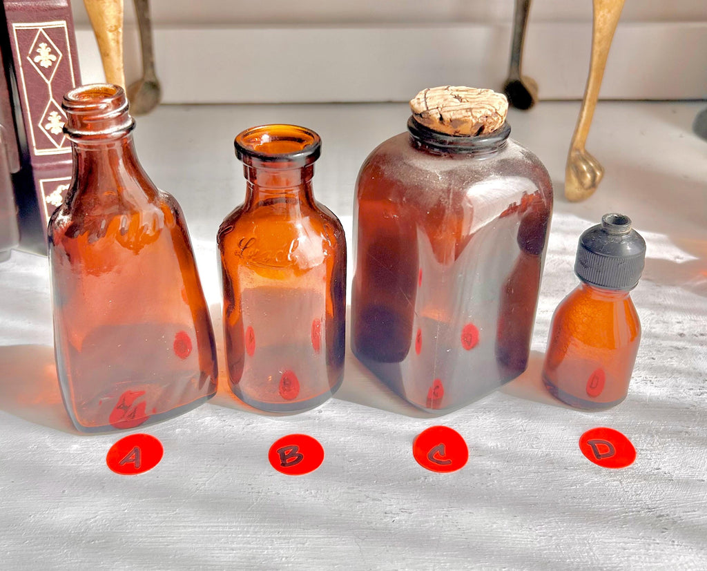 Vintage Amber Apothecary Bottle: Collectible Brown Glass, Choose Your Bottle
